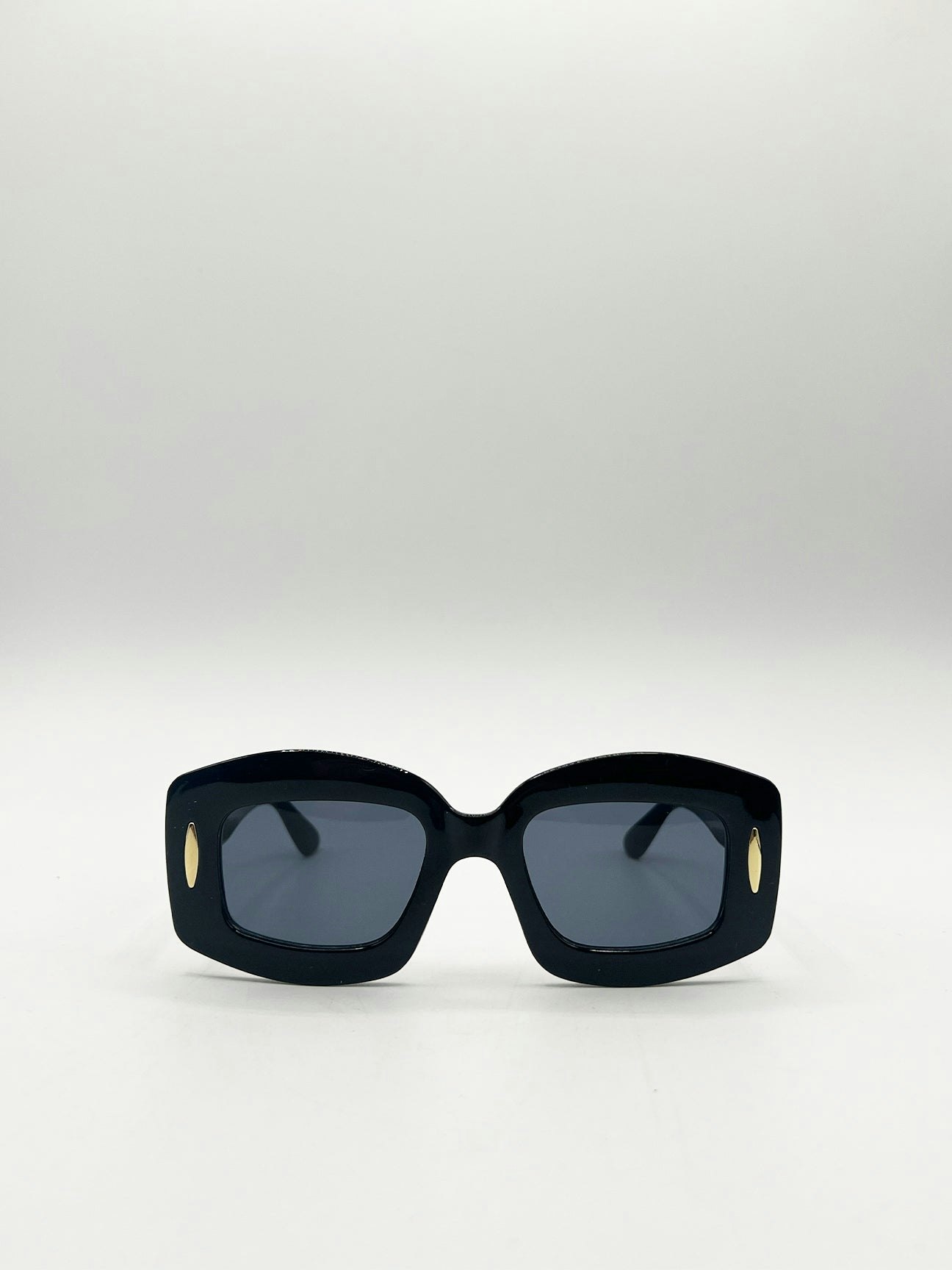 Svnx Black Oversized Chunky Rectangle Sunglasses In - One Size