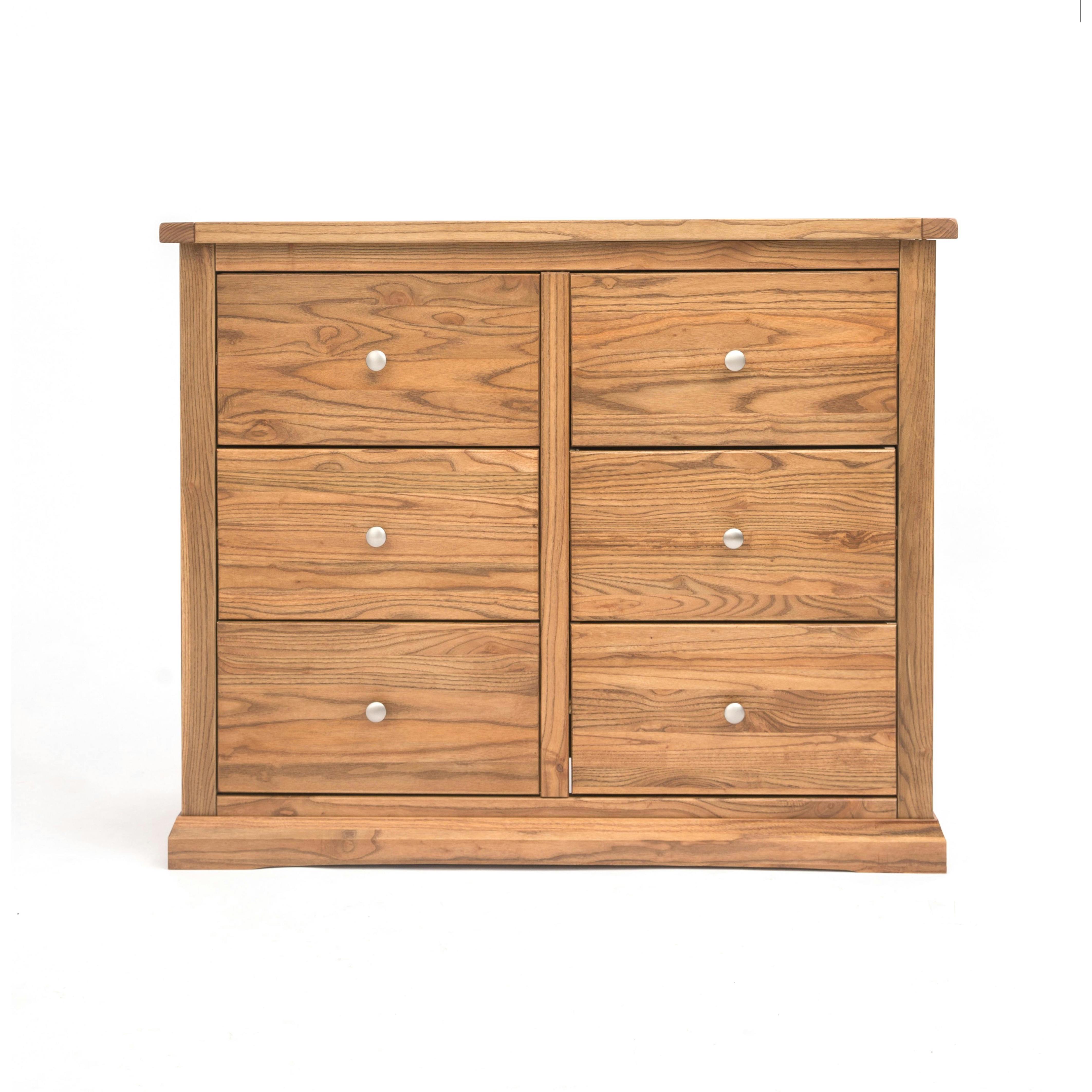 Rackhams Light Salerno 6 Drawer Chest Of Drawers Chrome Knob - Natural