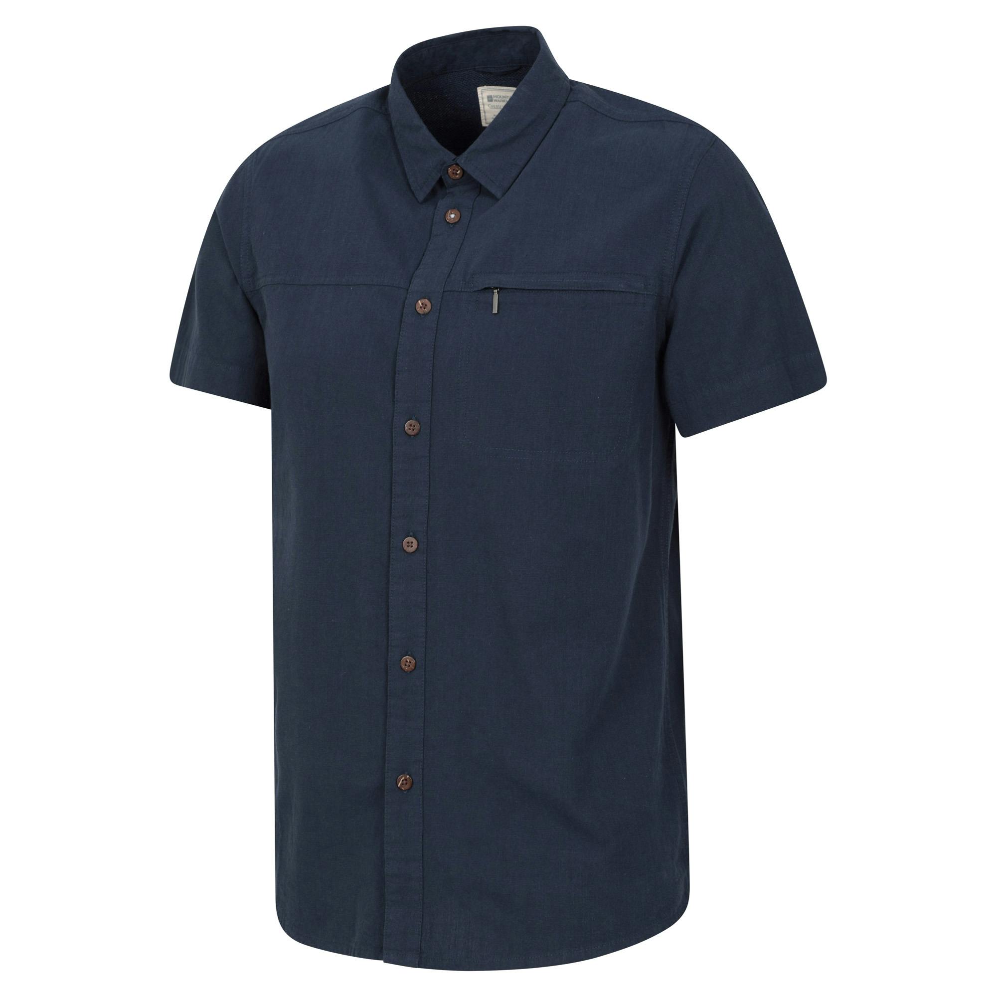 Mountain Warehouse Men's Dark/Blue Coconut Slub Short-Sleeved Shirt - Xxl - 100% Cotton