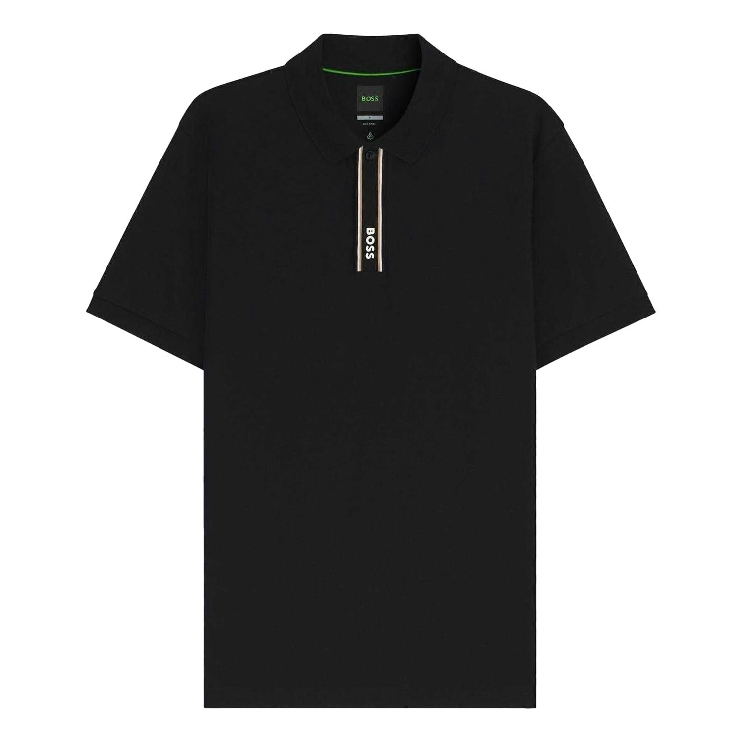 Boss Men's Black Logo Regular Polo Shirt - S - 92% Cotton/8% Elastane