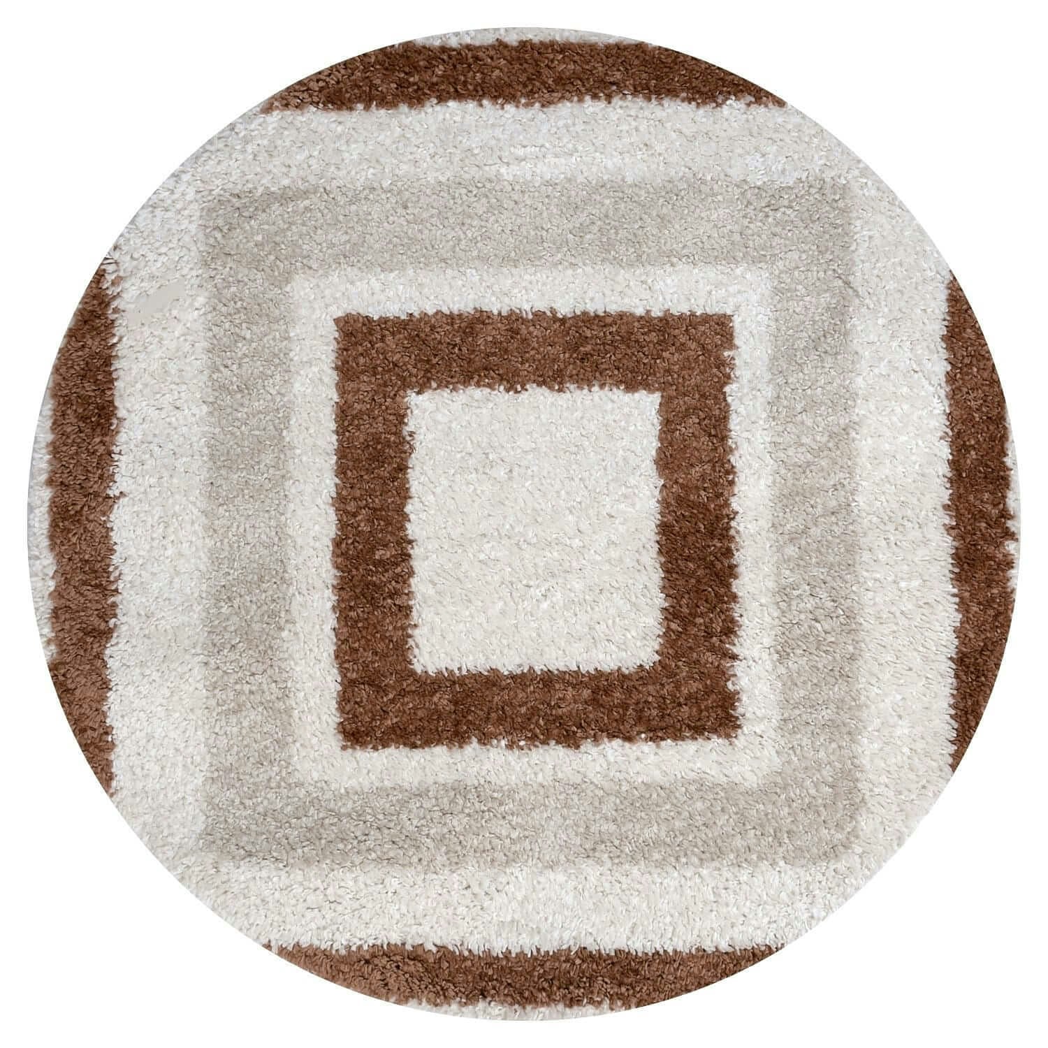 The Rugs Cream Moodi Shaggy /Terra Slatefern Rug - Ø 120 Cm