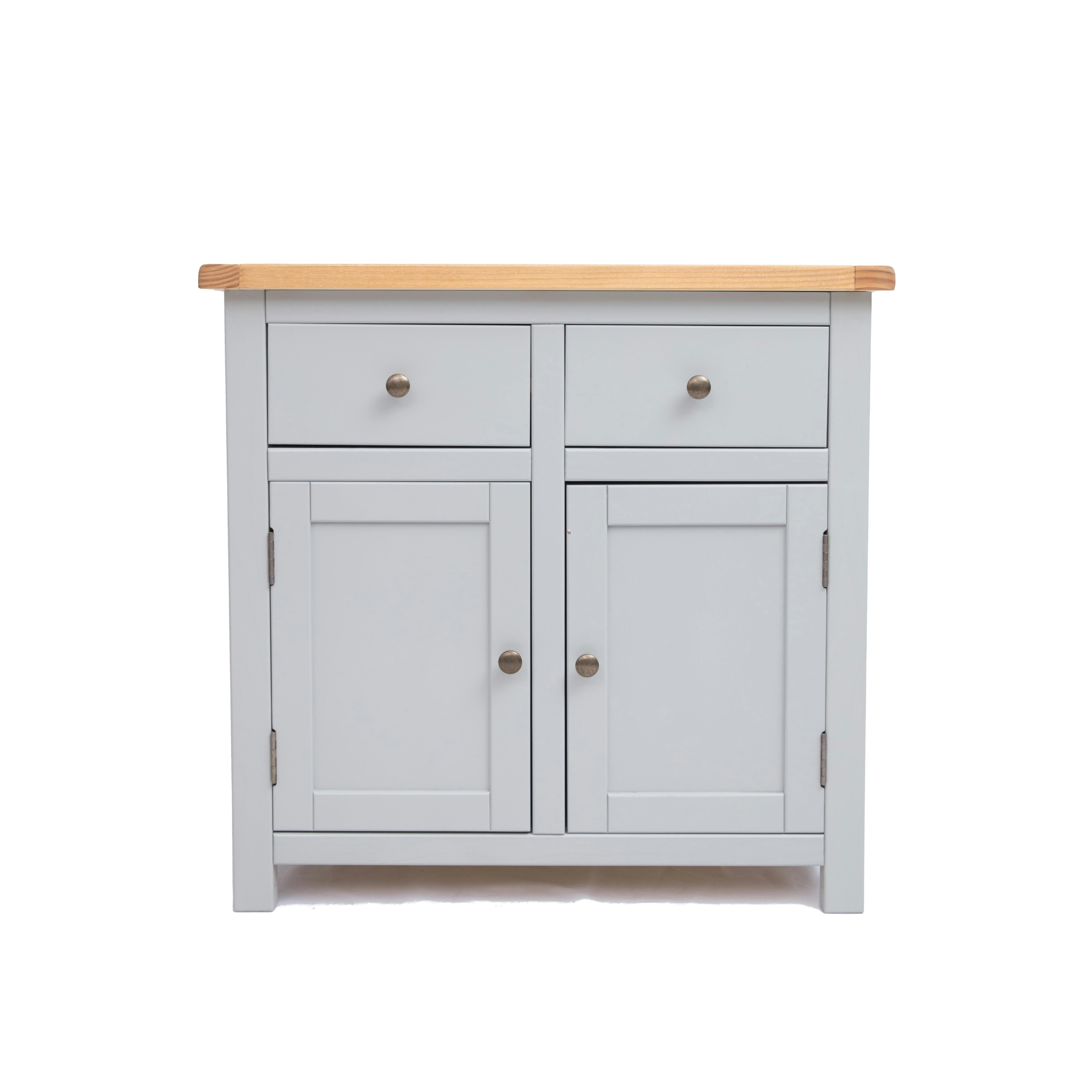 Rackhams Light/Grey Argenta 2 Drawer 2 Door Sideboard Brass Knob