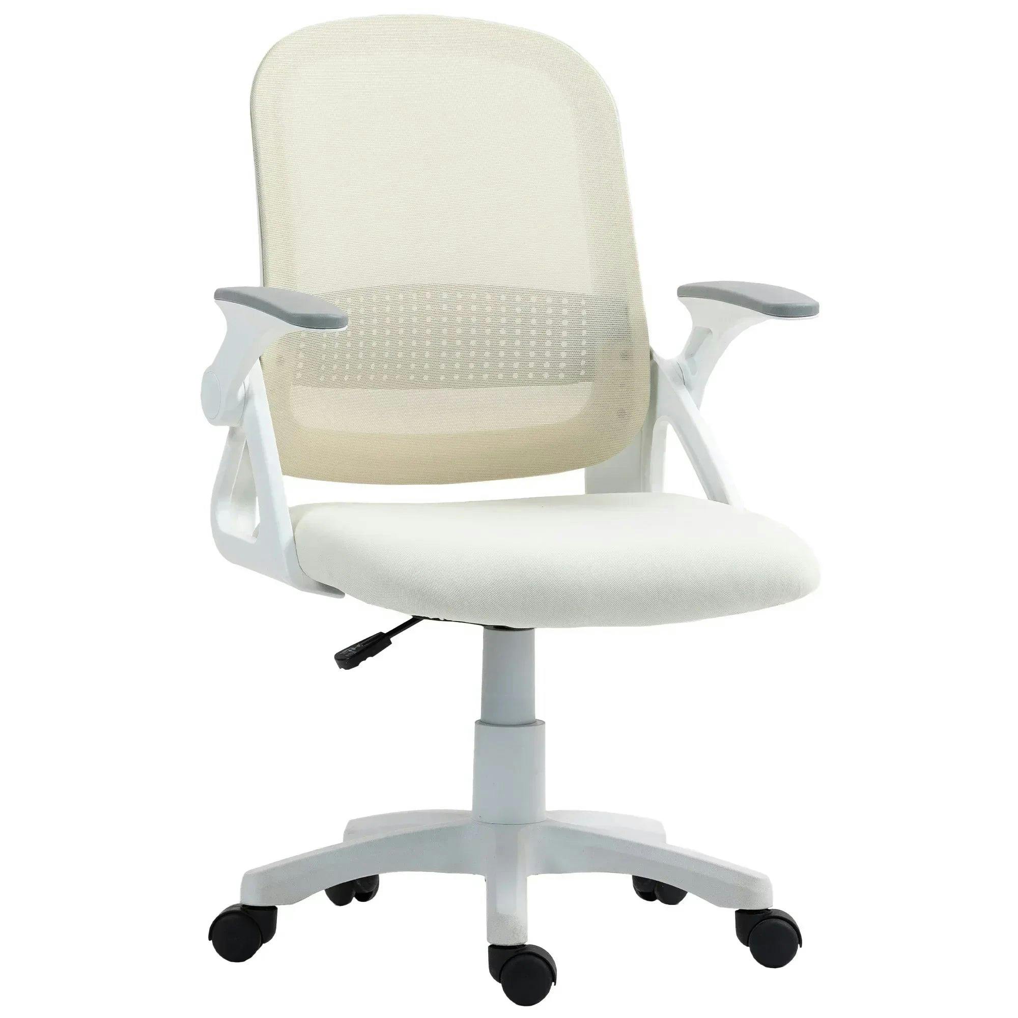 Homcom Black/White Ergonomic Swivel Computer Chair With Flip-Up Armrests, - Image 4
