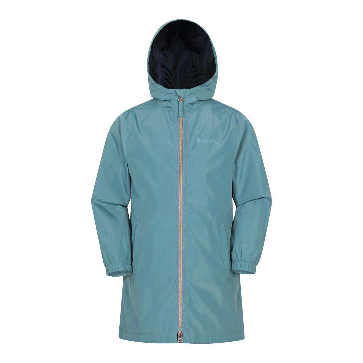 Mountain Warehouse Kids Flo Plain Water Resistant Jacket - Teal - 13 Years - Teal - 100% Polyester
