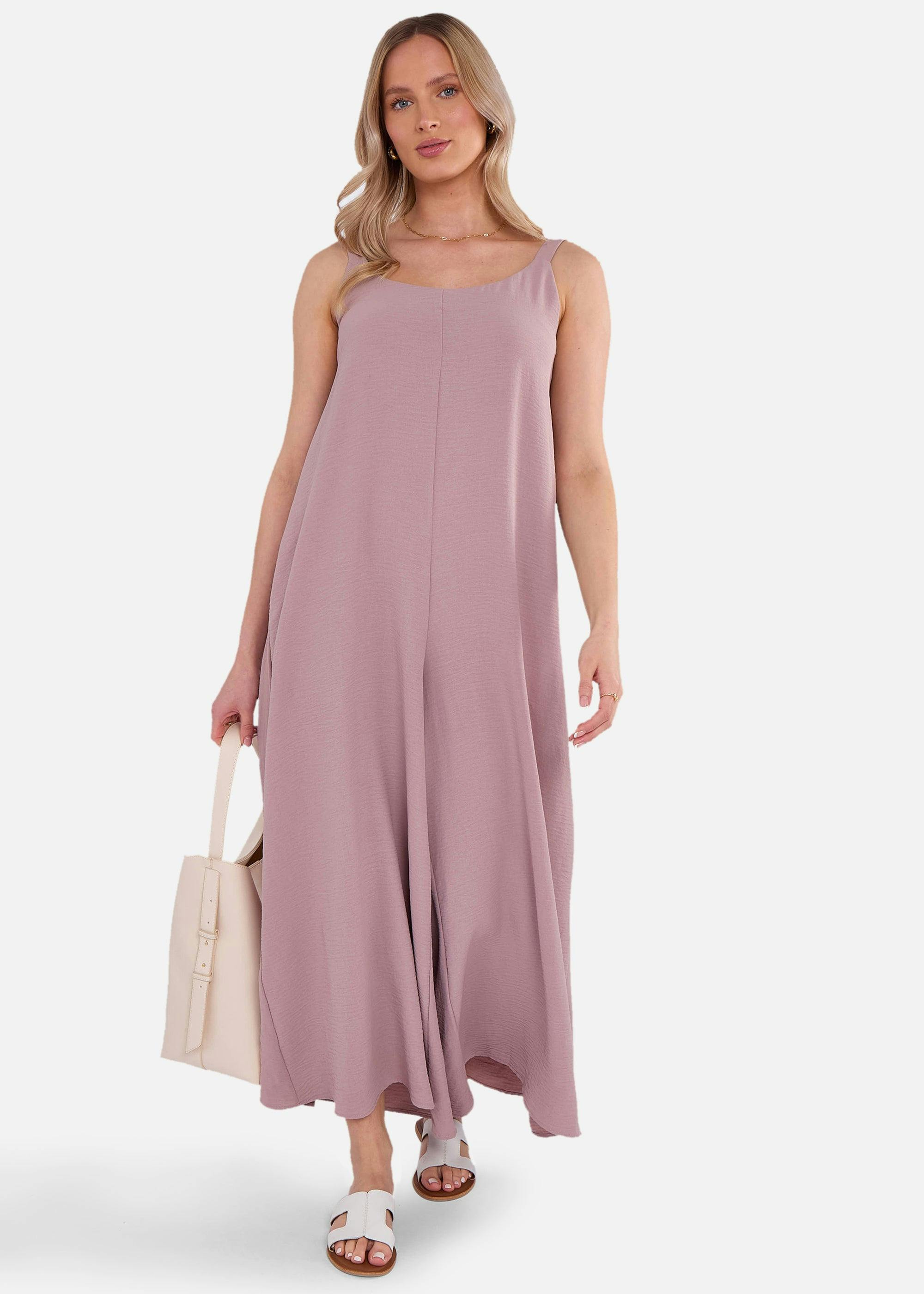 Gini London Mink Air Flow Strappy Wide Leg Jumpsuit - L-Xl (Uk 14-16/Us 10-12/Eu 42-44)