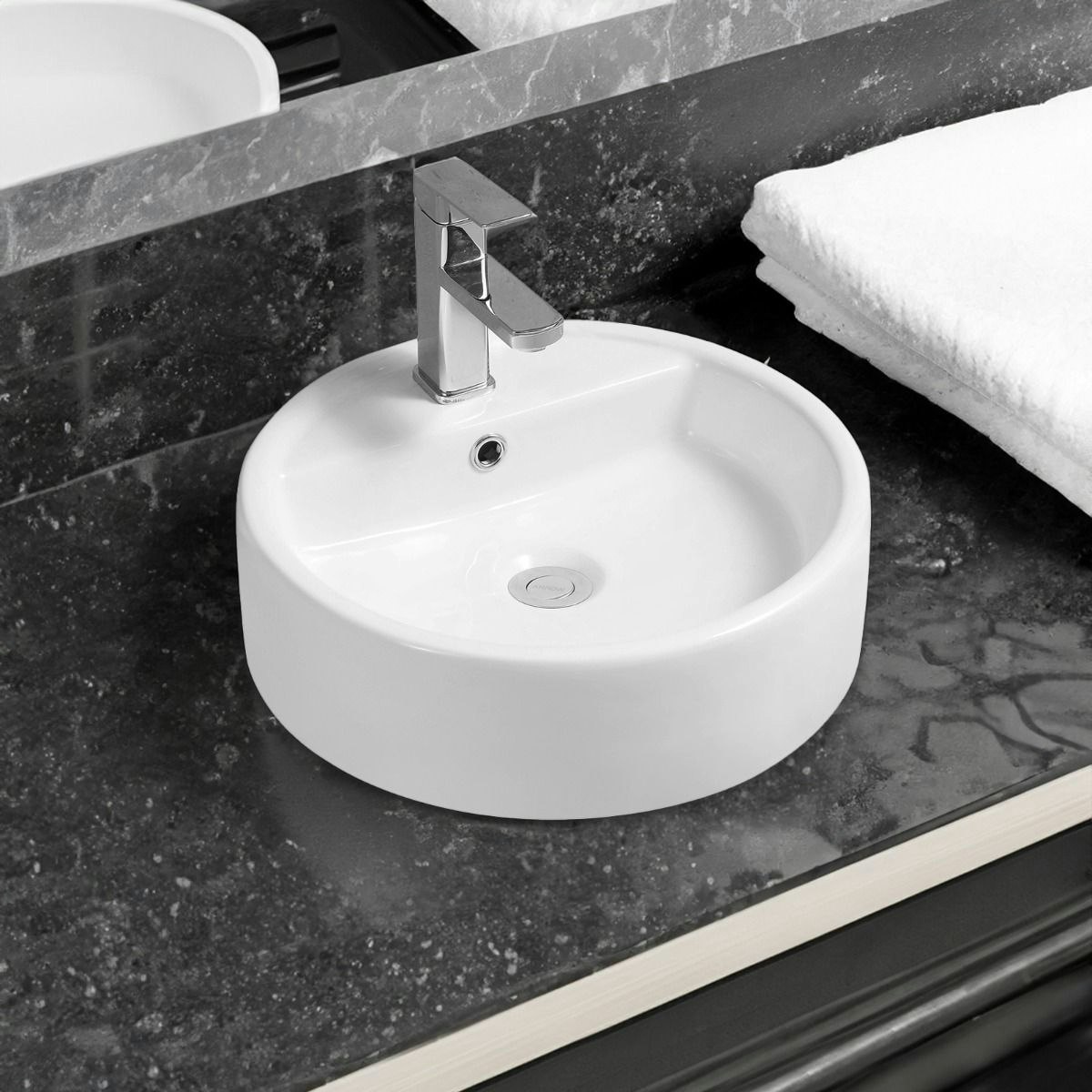Limoge White 7465 Ceramic All-In-One Thick-Edge Countertop Basin - Ceramic - One Size