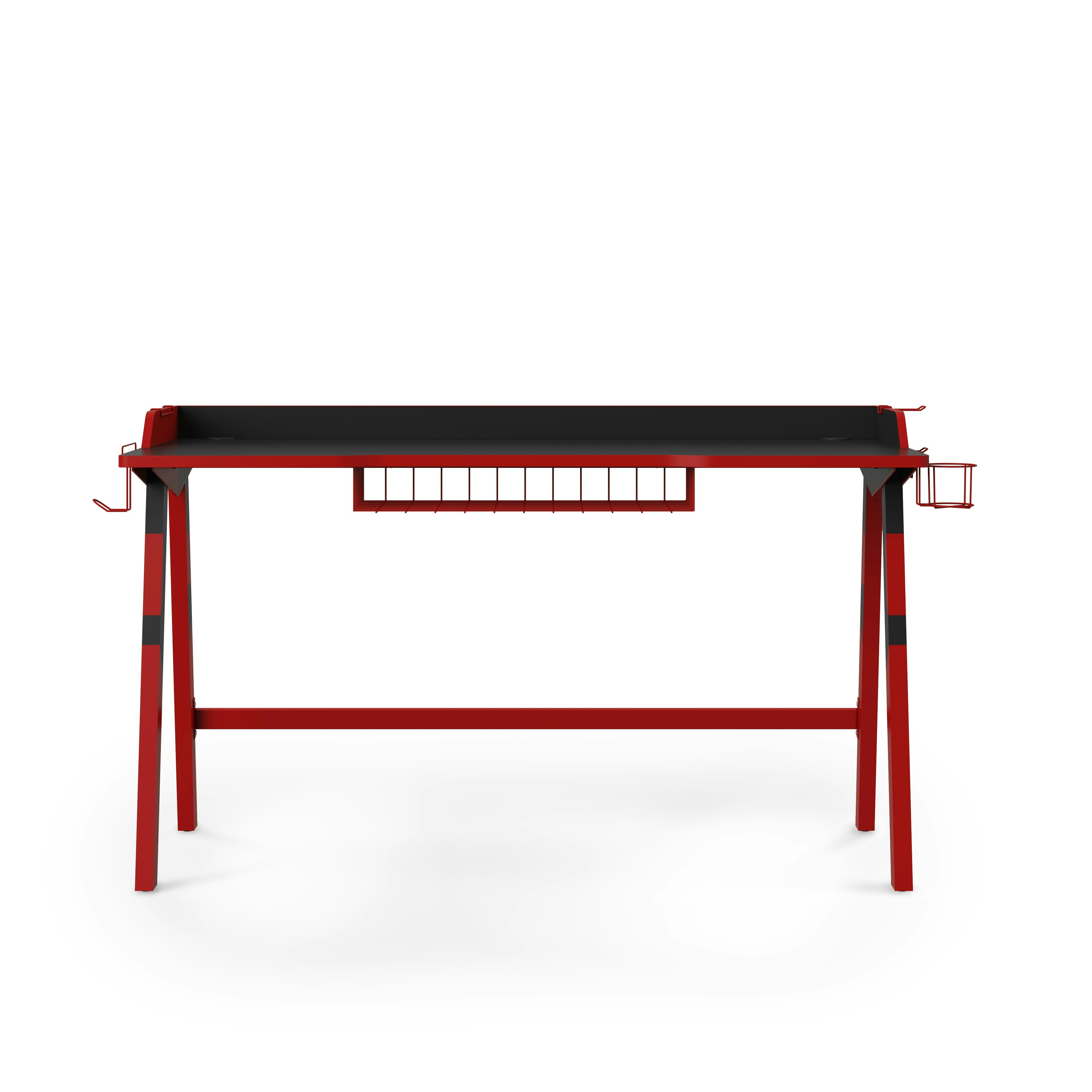Rackhams Black/Red Fuego Gaming Desk In