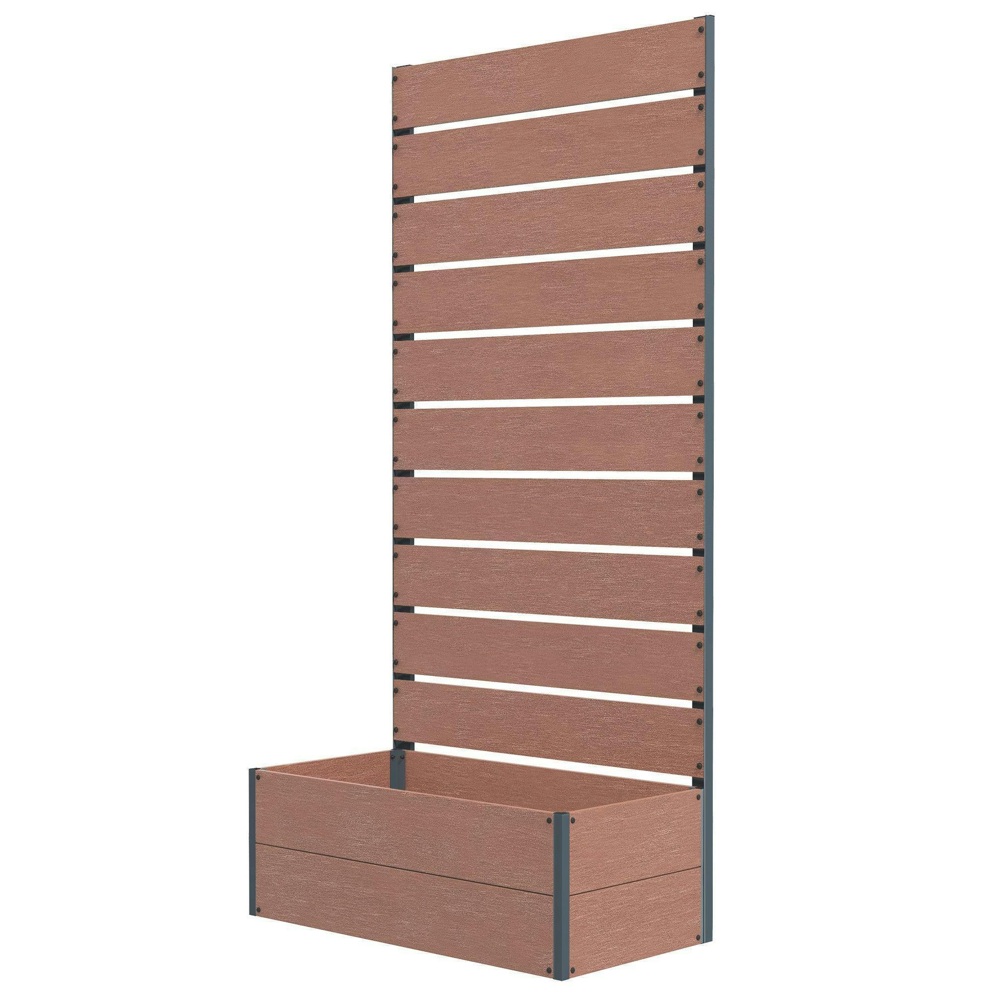 Outsunny Garden Planter with Trellis, Planter Box 72x38x150cm, Light Brown | for Climbing Plants, Vines, Flowers, Freestanding Raised Bed, for Garden Outdoor Patio, Drainage Gap - Image 5
