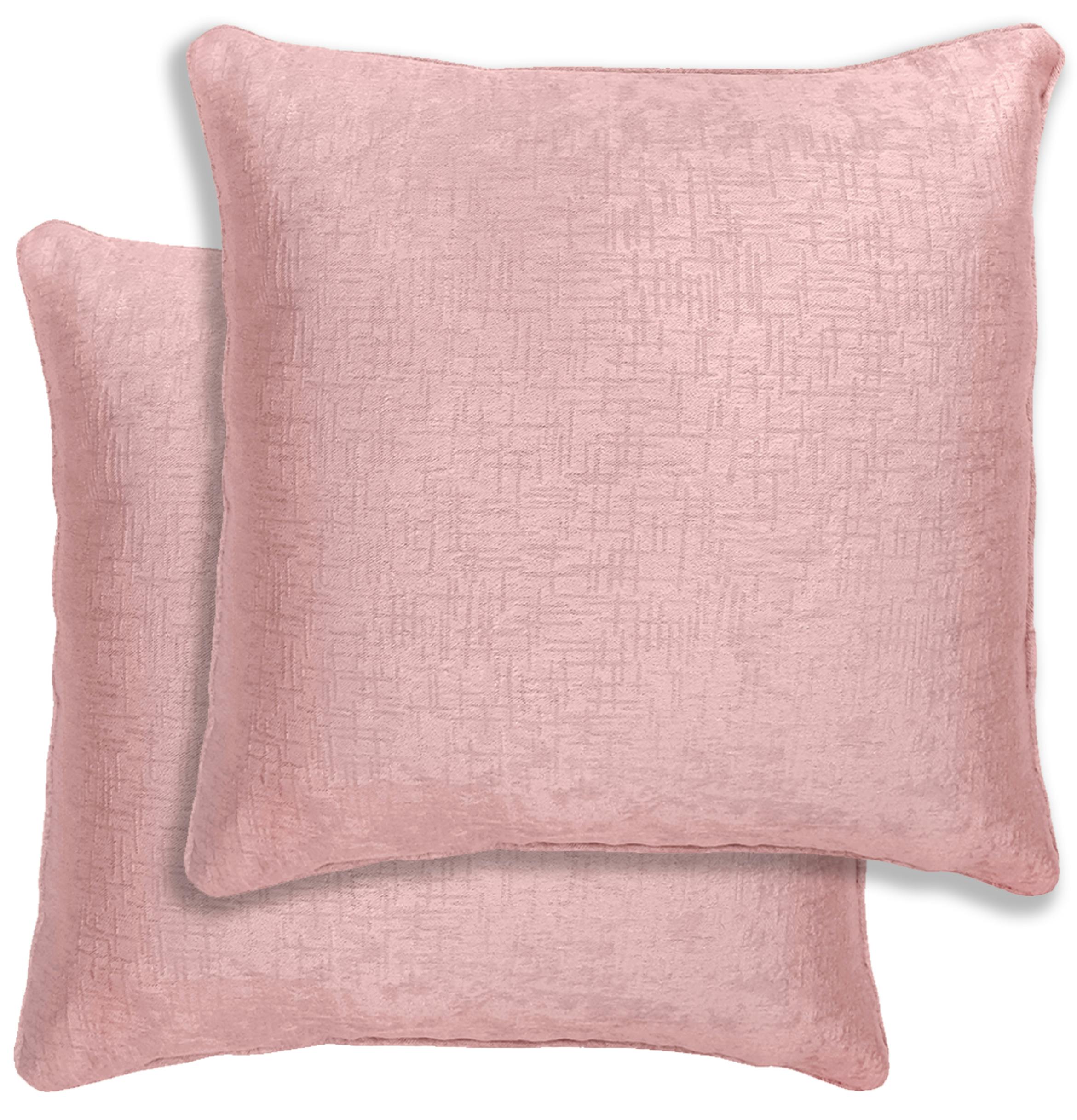 Enhanced Living Pair Of Vogue Textured Double Sided Zip Opening Piped Edge Cushion Covers - 43X43cm - Cases Only - Blush