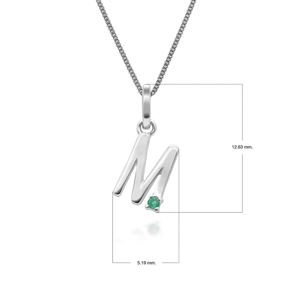 Gemondo White/Gold Initial Emerald Letter Charm Necklace In 9Ct - M