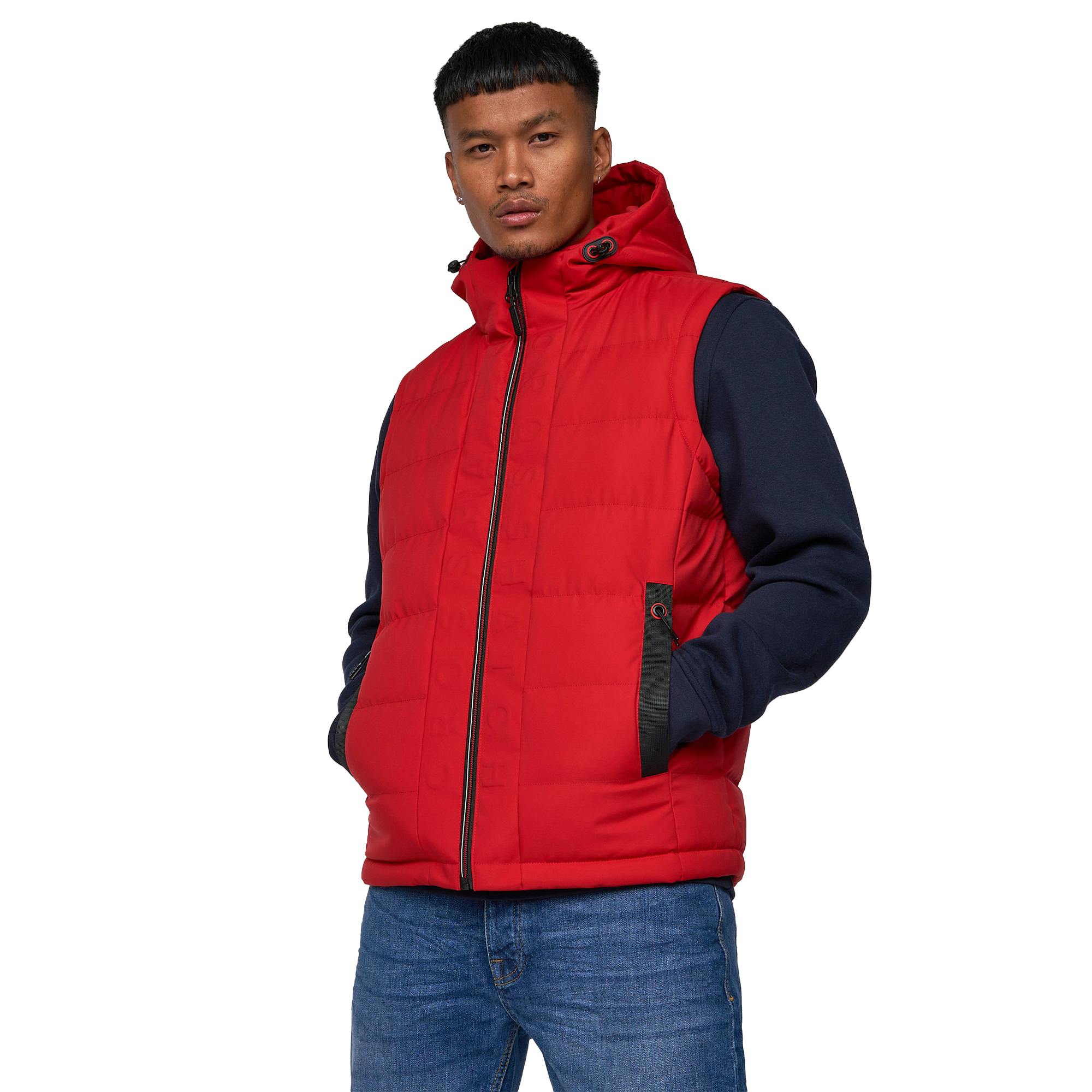 Crosshatch Men's Red Kampnew Embossed Gilet - L - 100% Polyester
