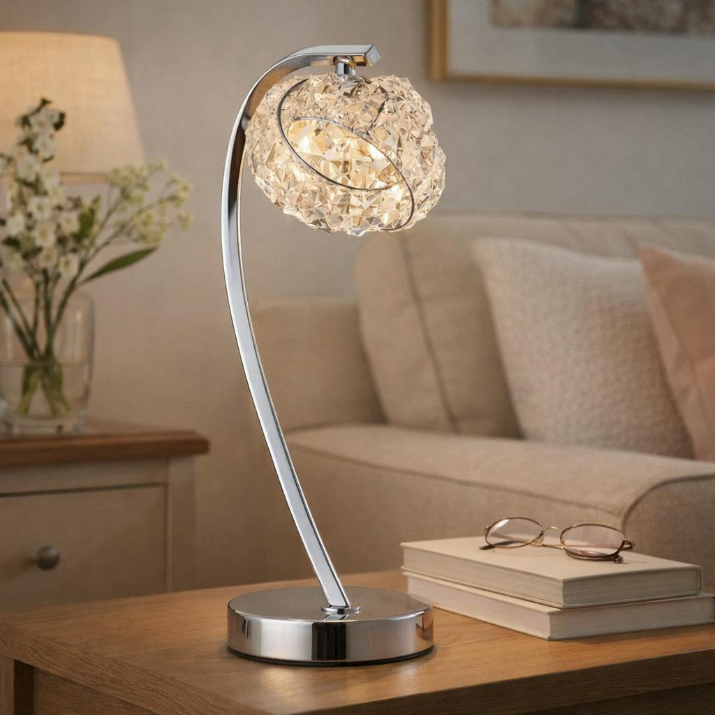 Rackhams Light Monaco Chrome And Crystal Table Lamp