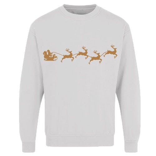 Coolandnew Unisex White Adults Xmas Printed Sweatshirt Santa Reindeer - Xs