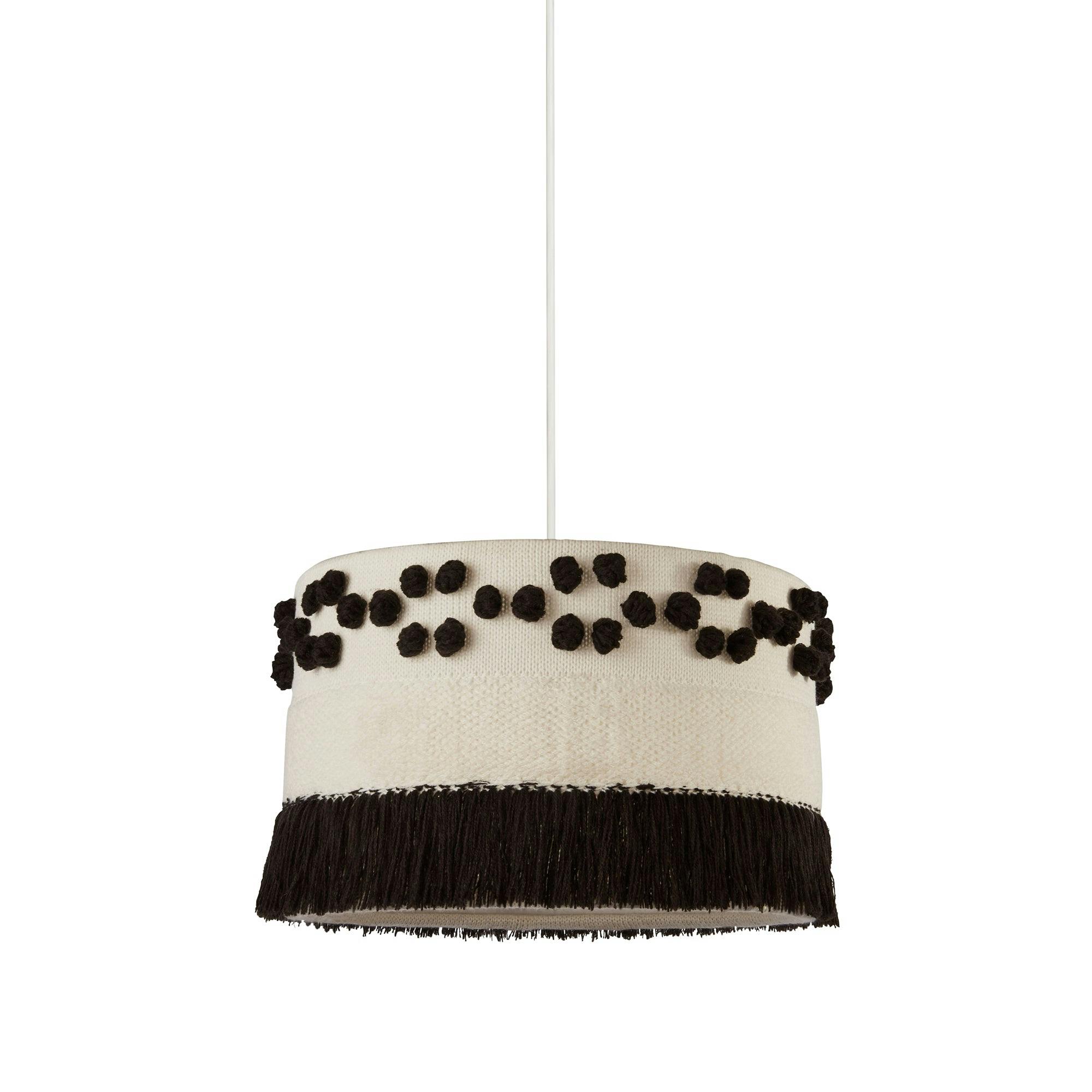 Rackhams White/Black/Light Pom Pom Pendant Shade