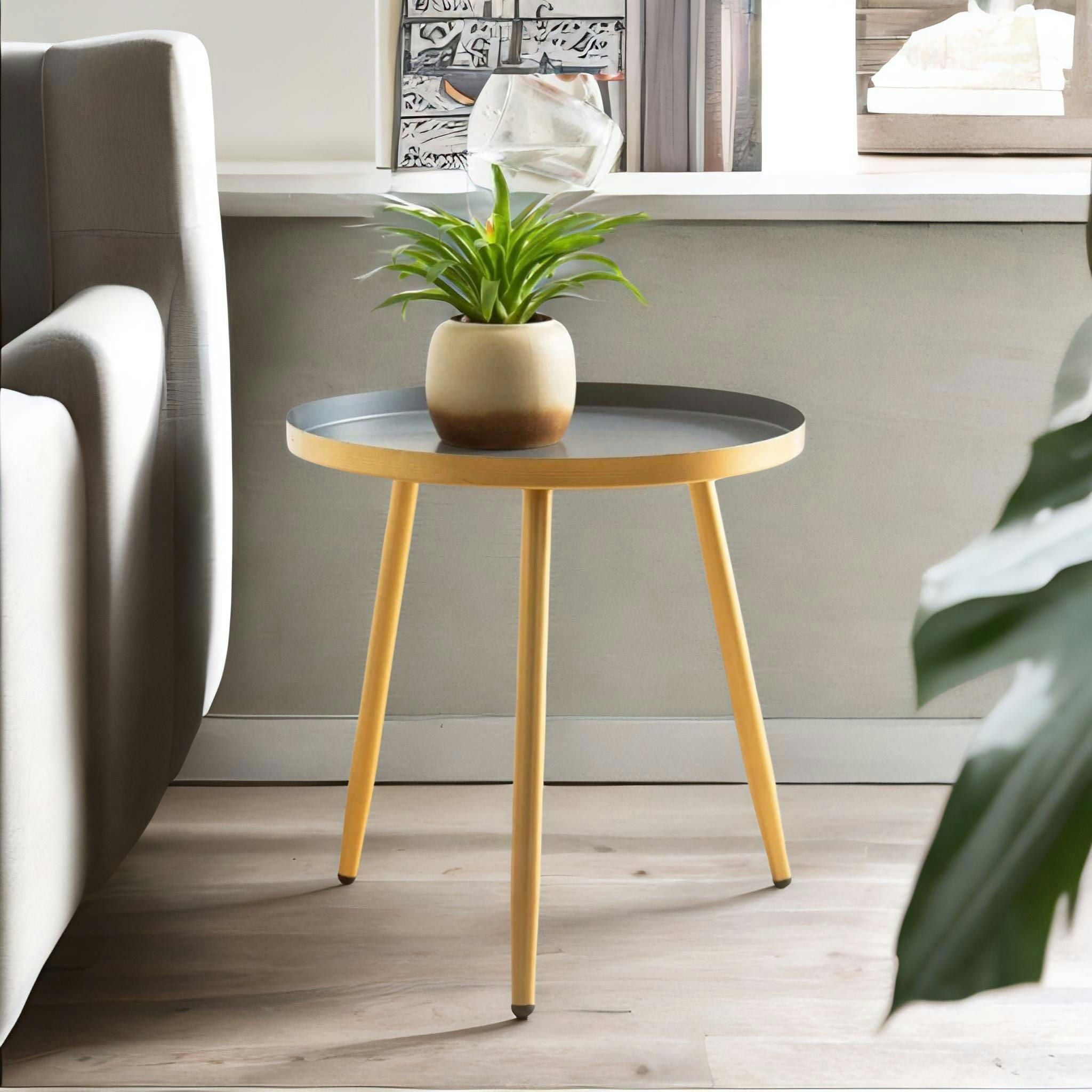 Rackhams Gold Small Round Metal Side Coffee Table