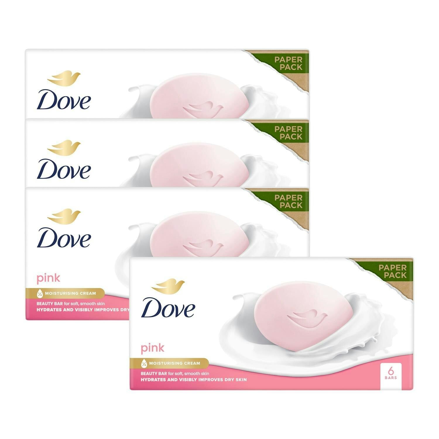 Dove Pink Moisturising Beauty Cream Bar For Soft & Smooth Skin, 6 X 90G, 4 Pack - Image 2