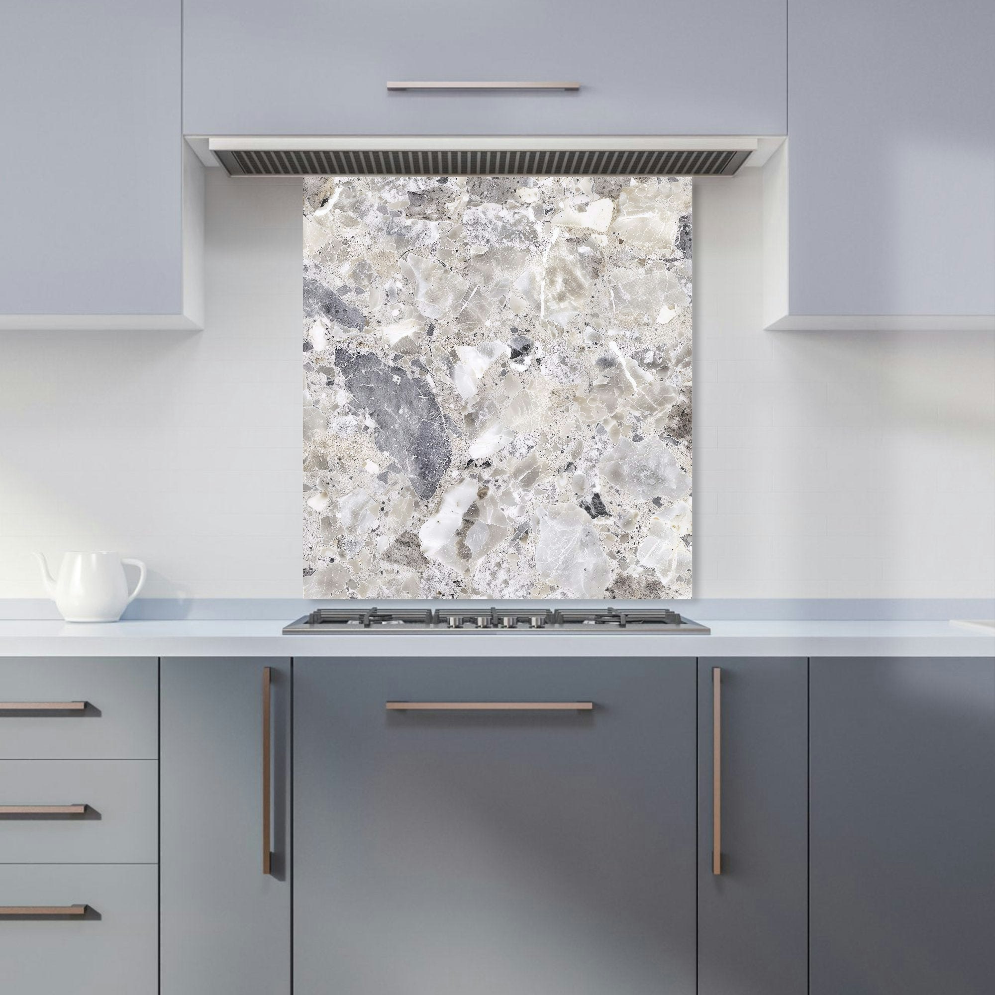 Warren Reed Silver - Designer Quartz Effect Kitchen Splashback - W600mm X H650mm