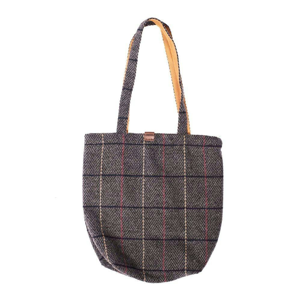 Heritage Traditions Grey Check Tweed Shopper Bag - Slate
