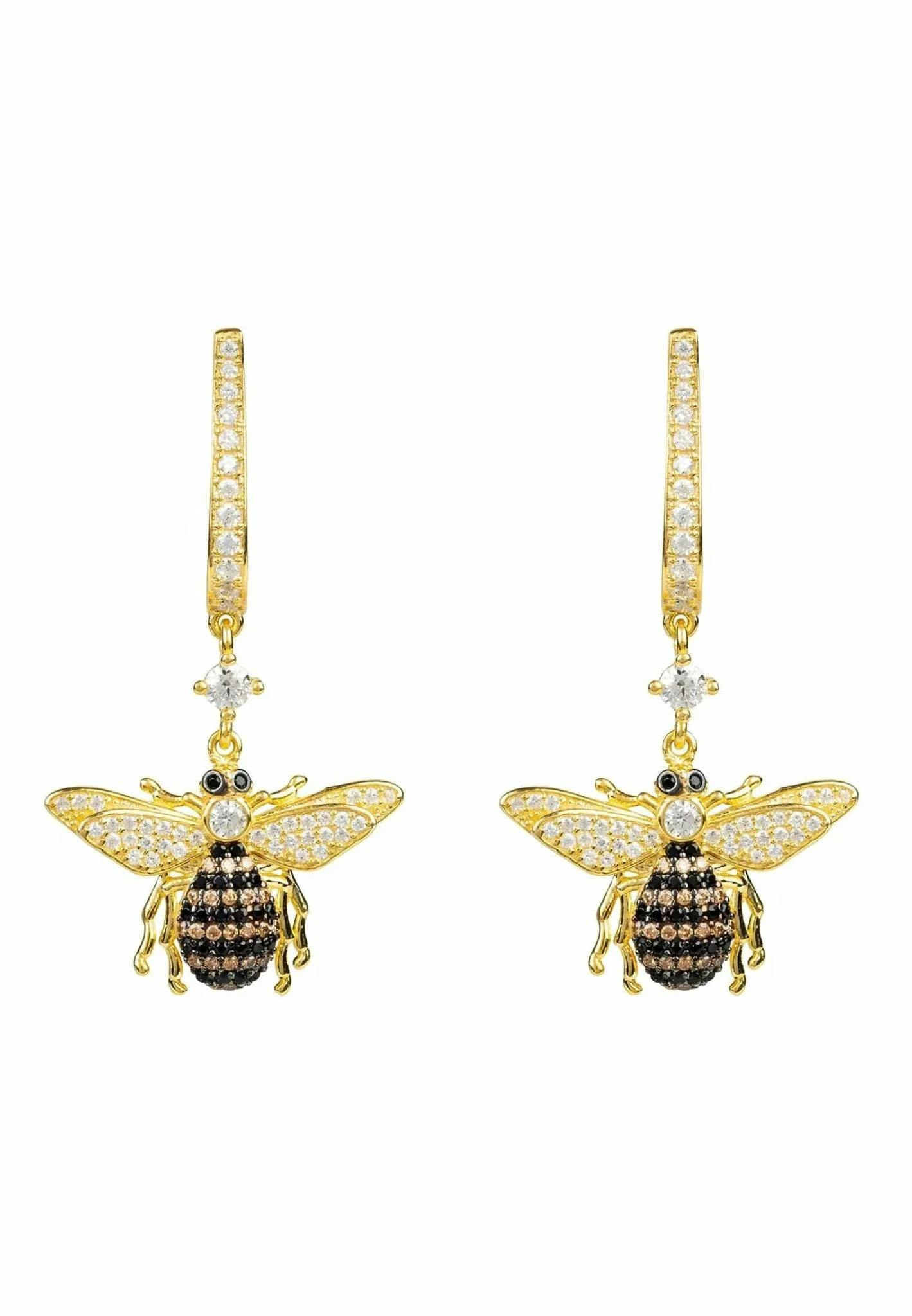 Latelita Gold Honey Bee Drop Earrings