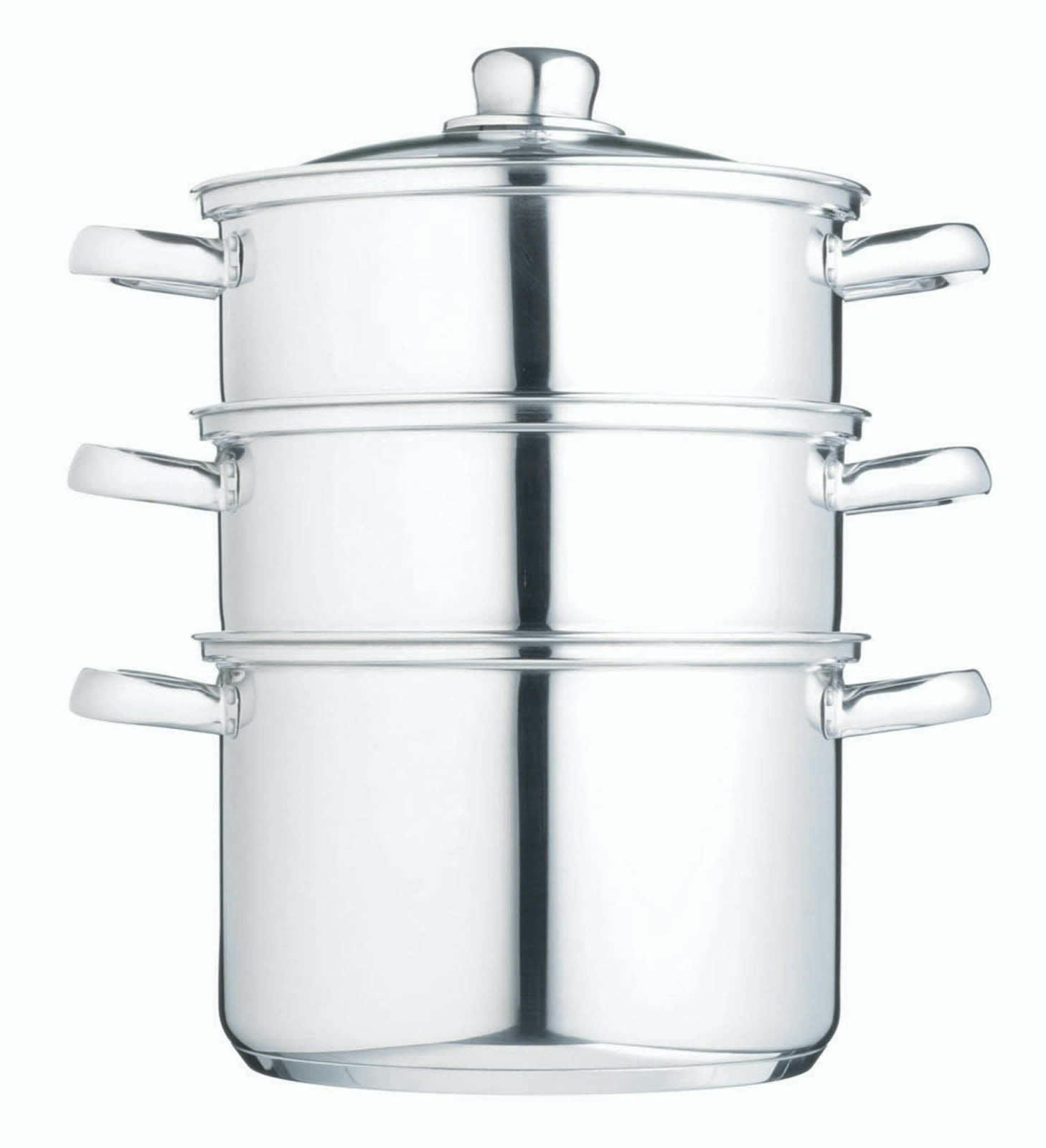 Rackhams Silver Stainless Steel Three Tier 20Cm Steamer - Stainless Steel - Food Steamer