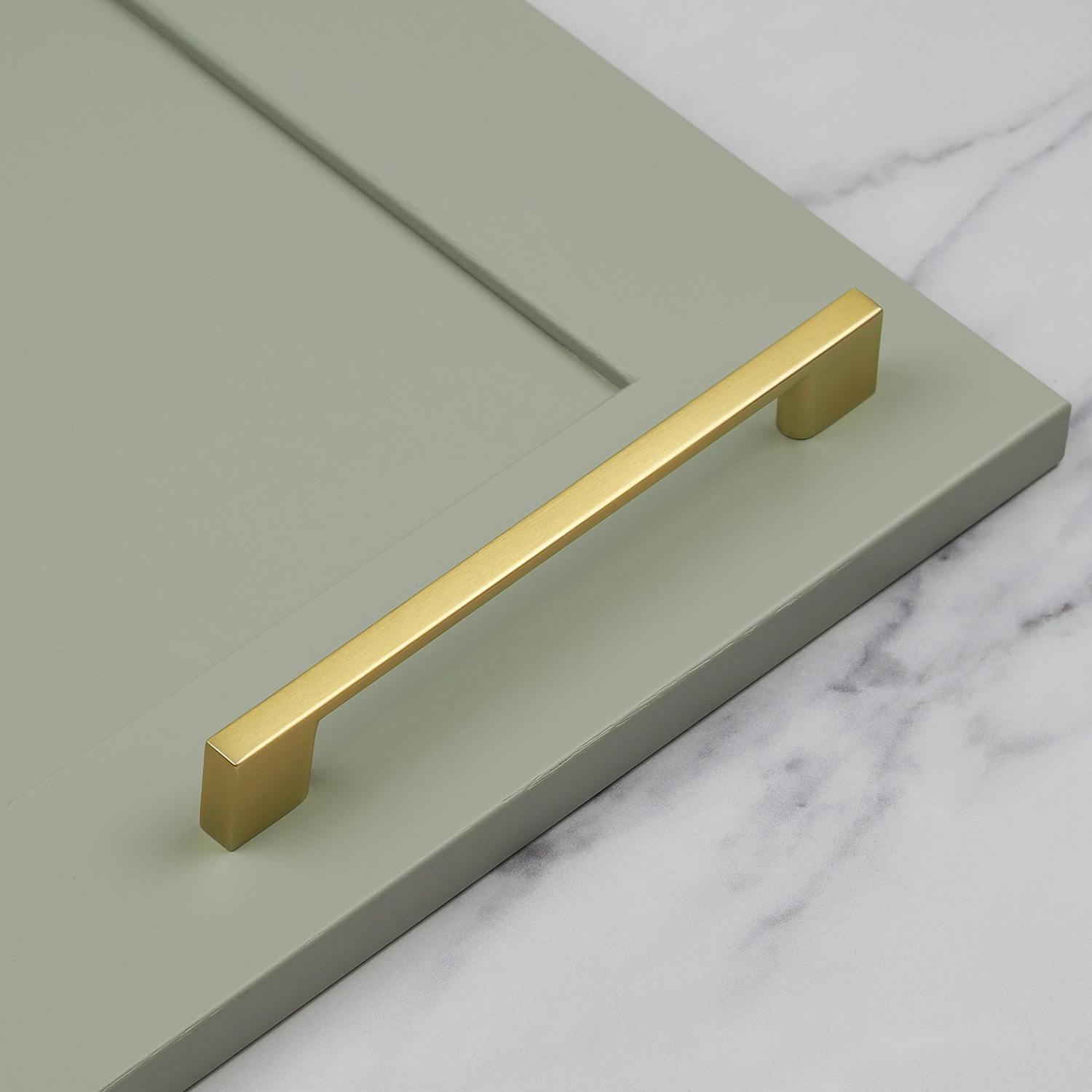 Rackhams Golden Brushed Brass Square D Handles - 160Mm Handle
