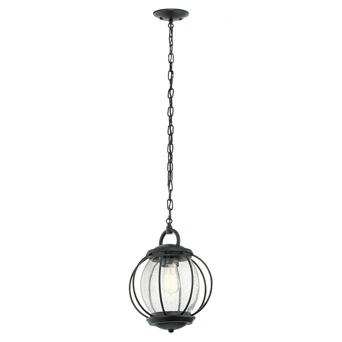 Rackhams Light/Black Outdoor Ip44 Bulb Chain Lantern Textured Led E27 60W Size 1