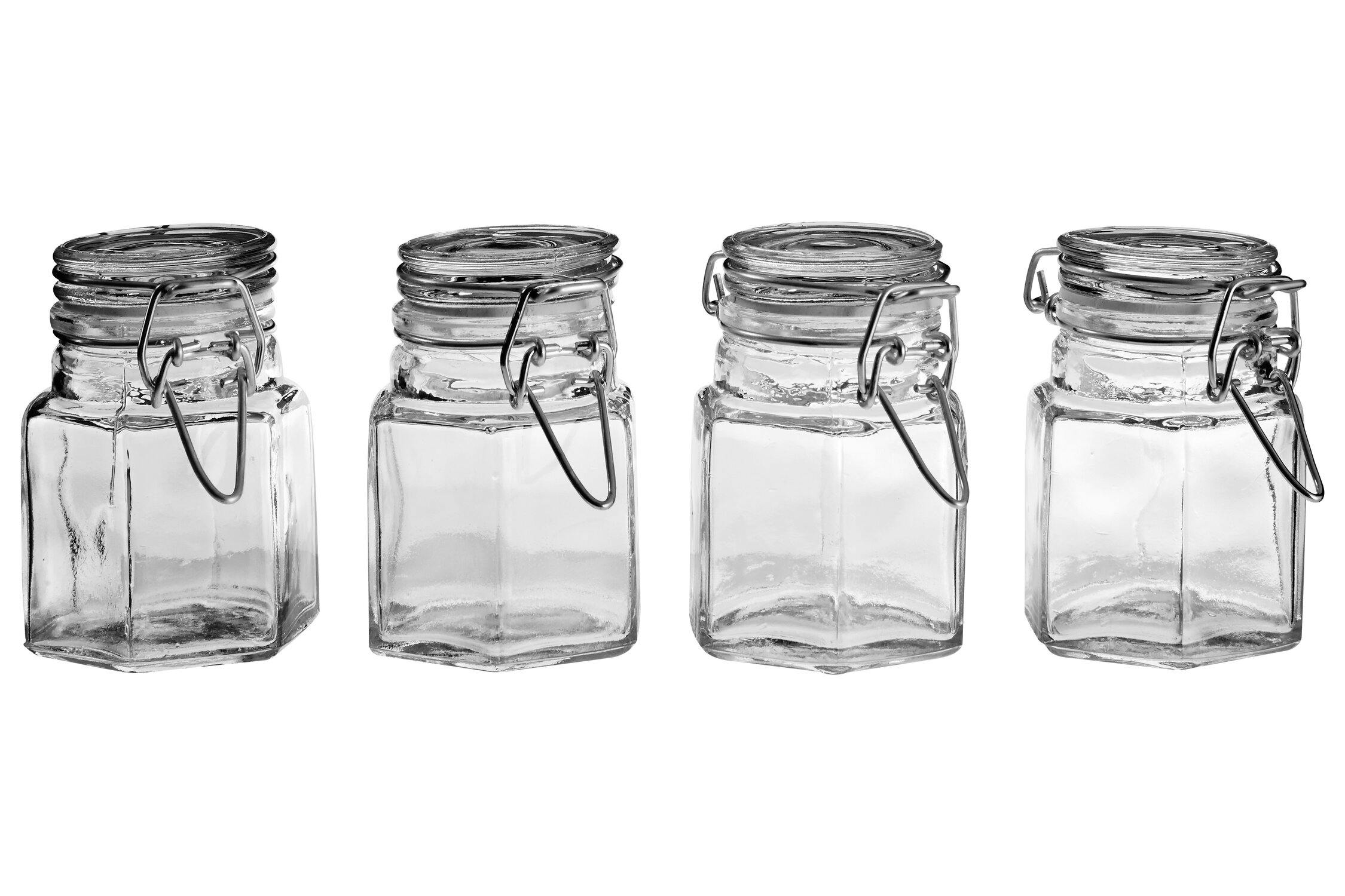 Essentials By Premier Grocer Glass And Clip Top Lids Spice Jars Set Of 4
