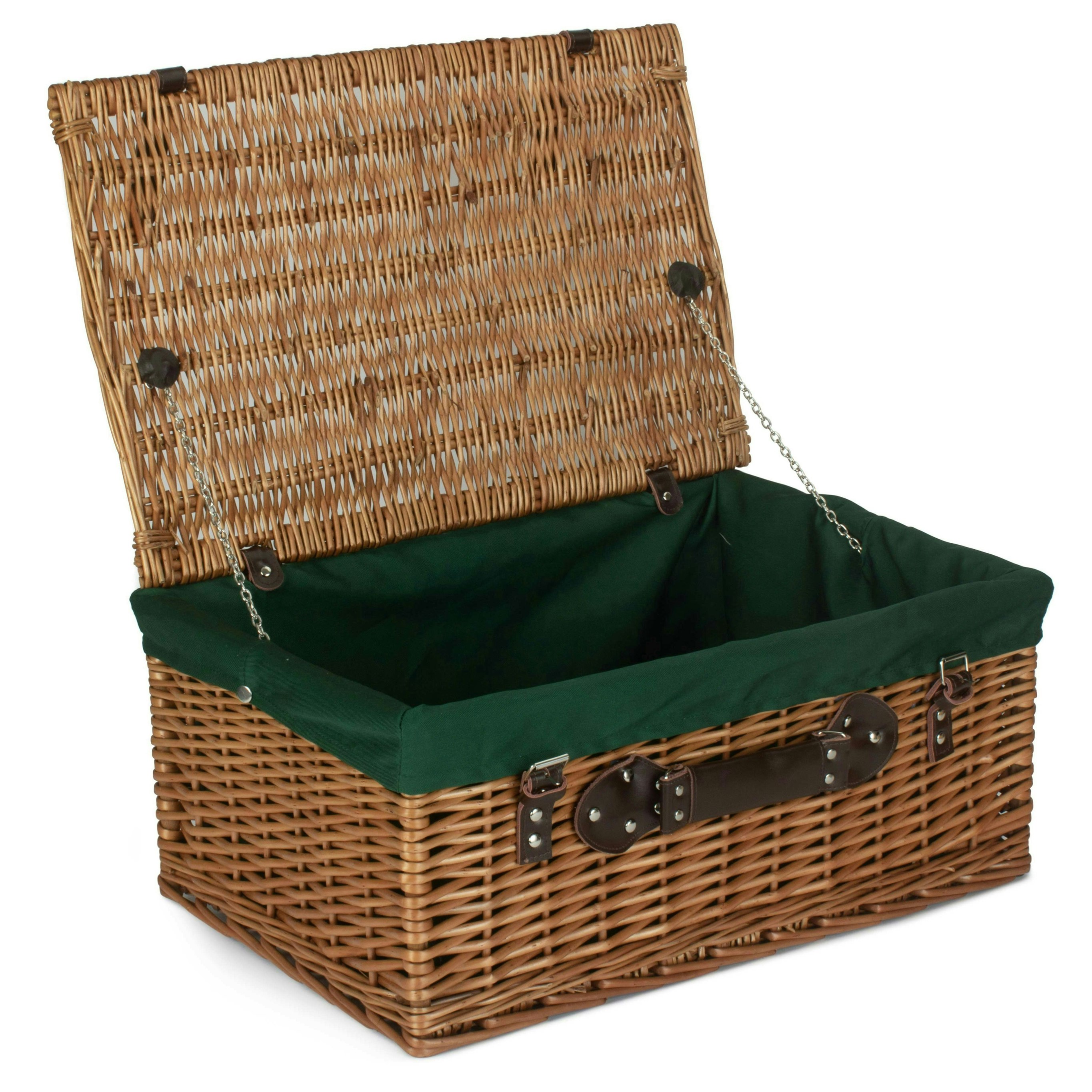 Rackhams Green 56Cm Double Steamed Wicker Picnic Basket