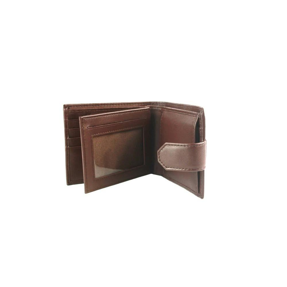 Eastern Counties Leather Unisex Brown Adult Grayson Bi-Fold Leather Contrast Piping Wallet - One Size - 100% Leather