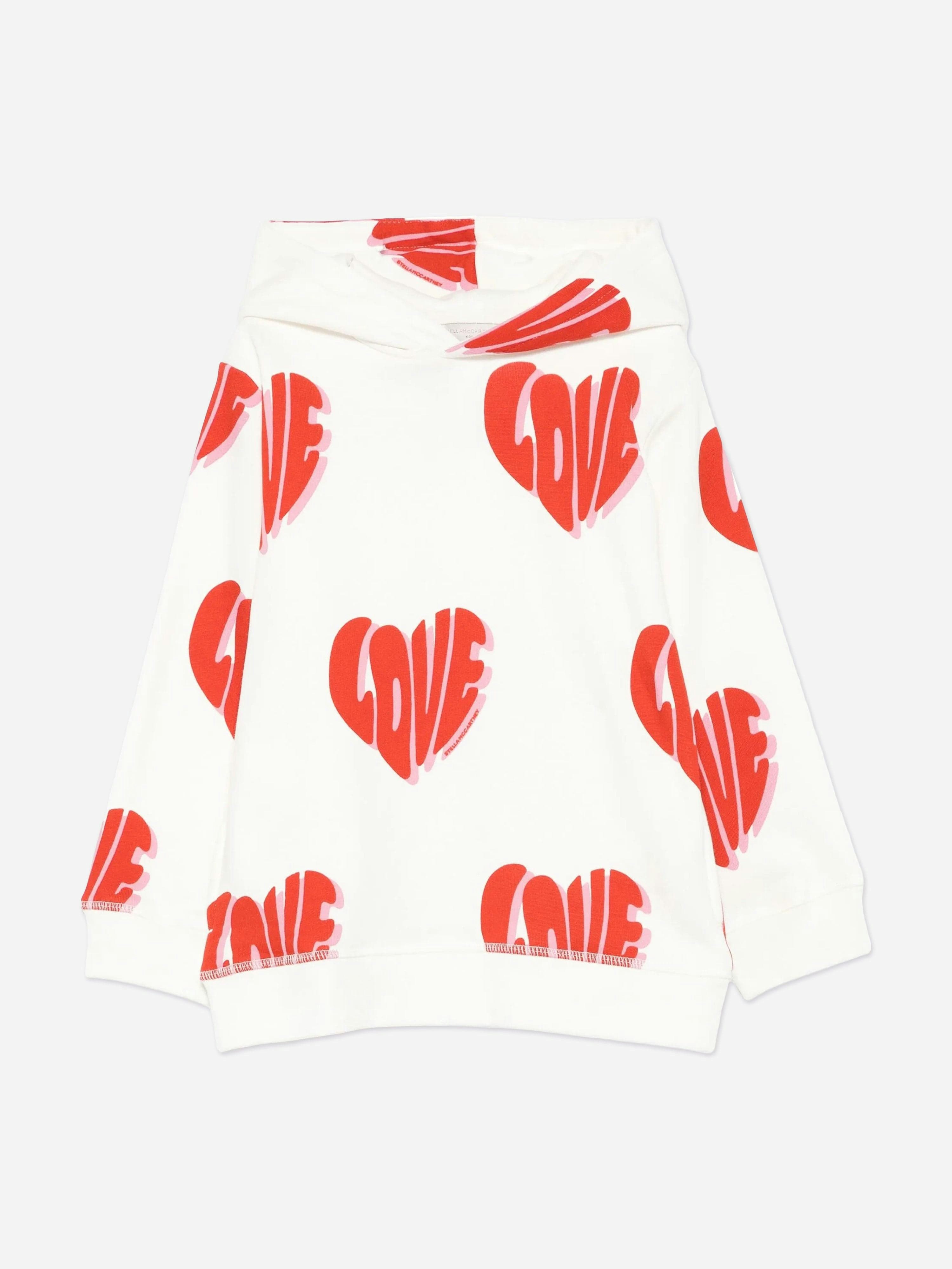 Stella Mccartney Kids Girls Ivory Stella Mccartney Love Aop Hoodie In - 12 Yrs