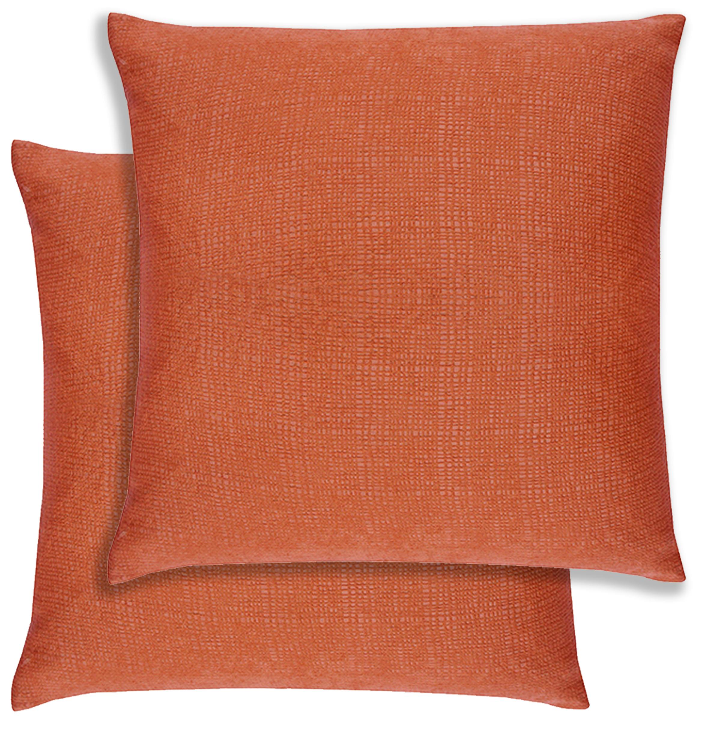 Enhanced Living Orange Pair Of Matrix Textured Double Sided Zip Opening Piped Edge Cushion Covers - 43X43cm - Cases Only
