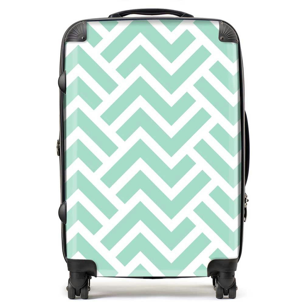 Warren Reed Green Geometric Pattern Suitcase - Medium