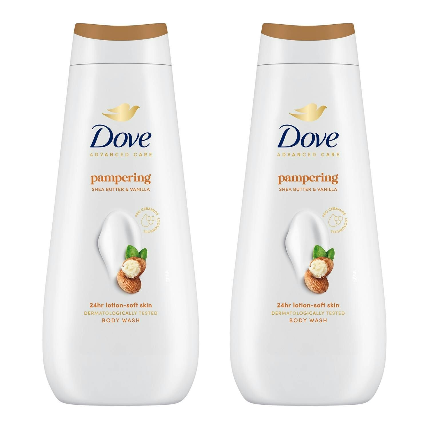 Dove Advanced Care Pampering Body Wash 24H Renewing Micromoisture, 2X400ml