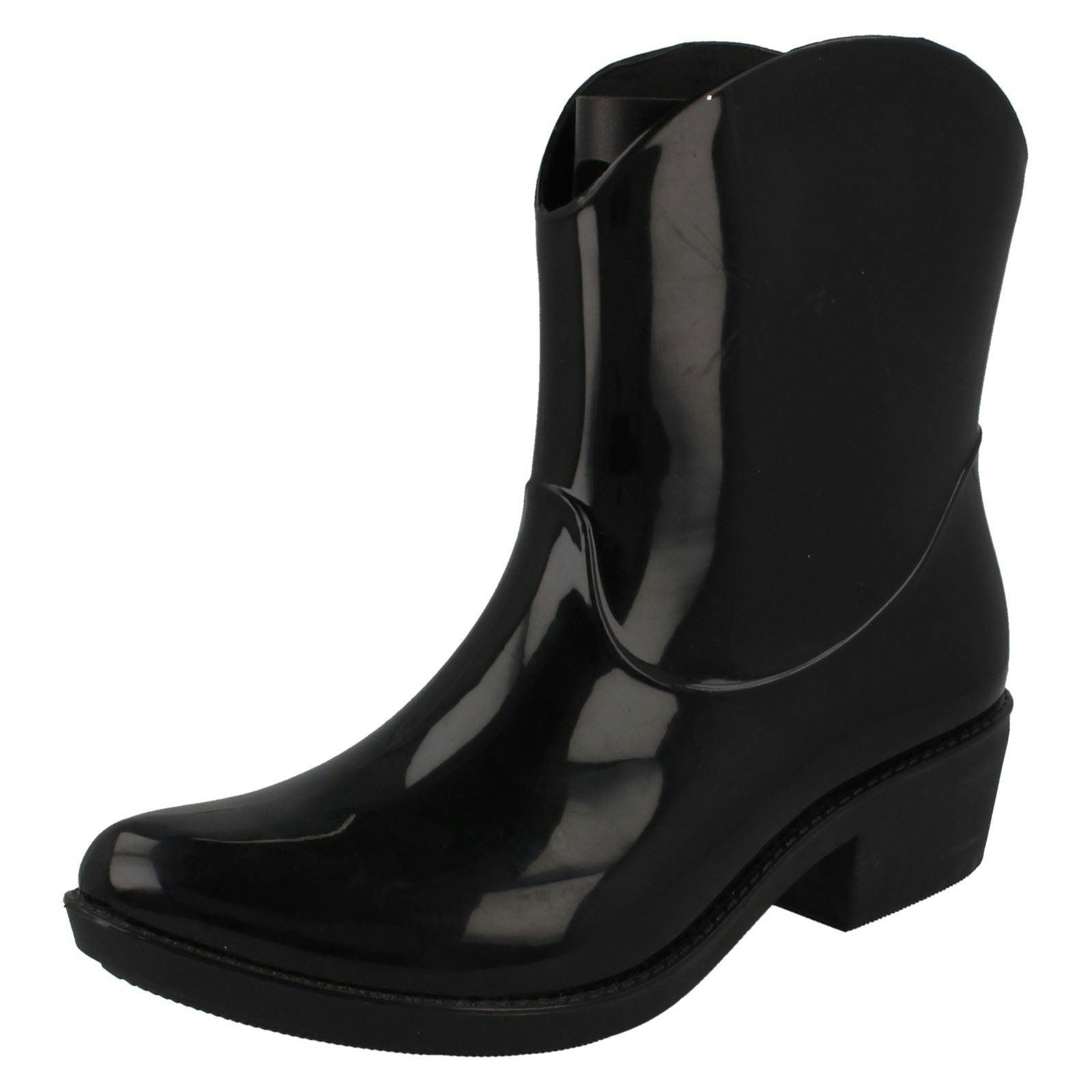 Spot On Women's Black Cowgirl Ankle Wellington Boots - Uk 6