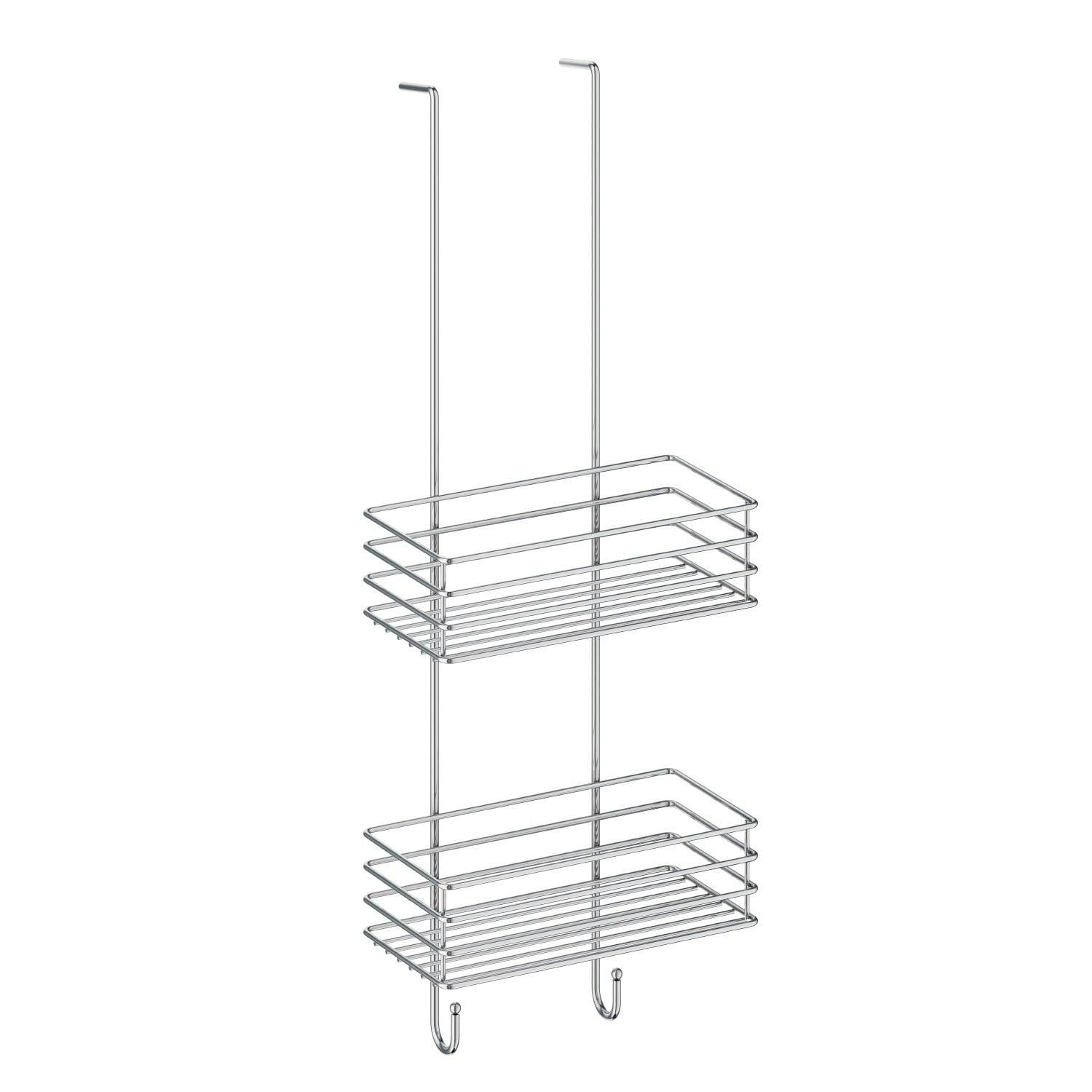 Rackhams Polished Chrome Stainless Steel Double Hanging Shower Basket