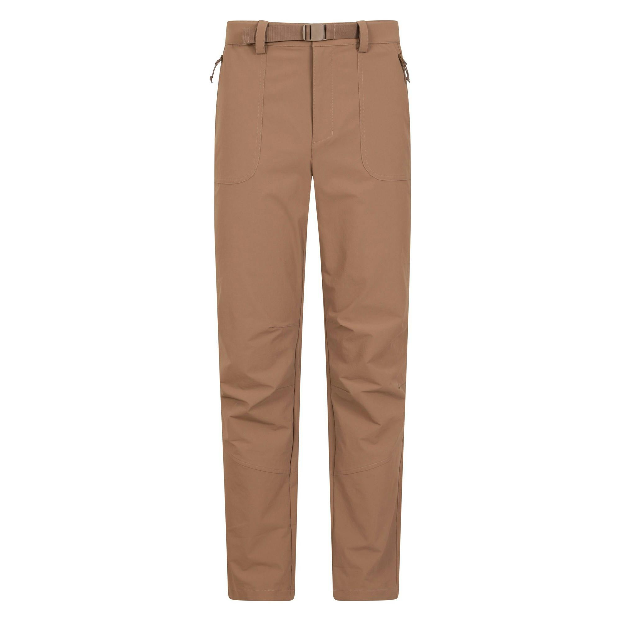 Mountain Warehouse Men's Beige Grassland Belted Trousers - 30R - 90% Polyamide/10% Elastane