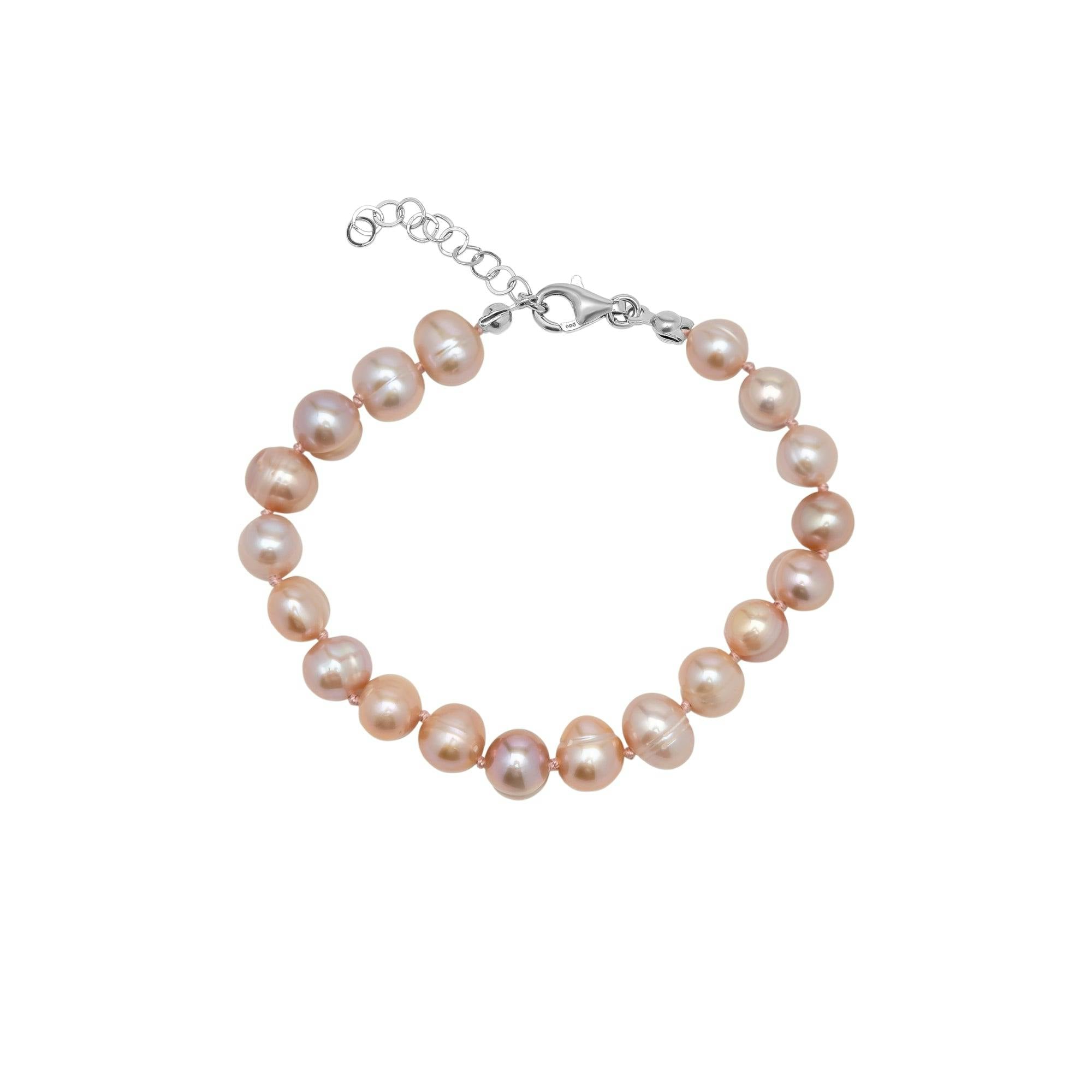 Spero London Purple Natural Freshwater Real Pearl Strand Bracelet