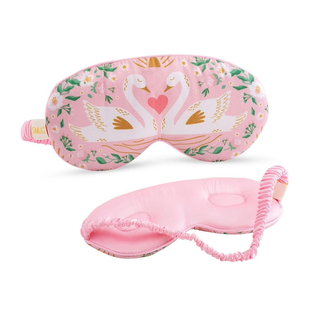 Smug Light Cloud Padded Satin Sleep Mask - Swans Print