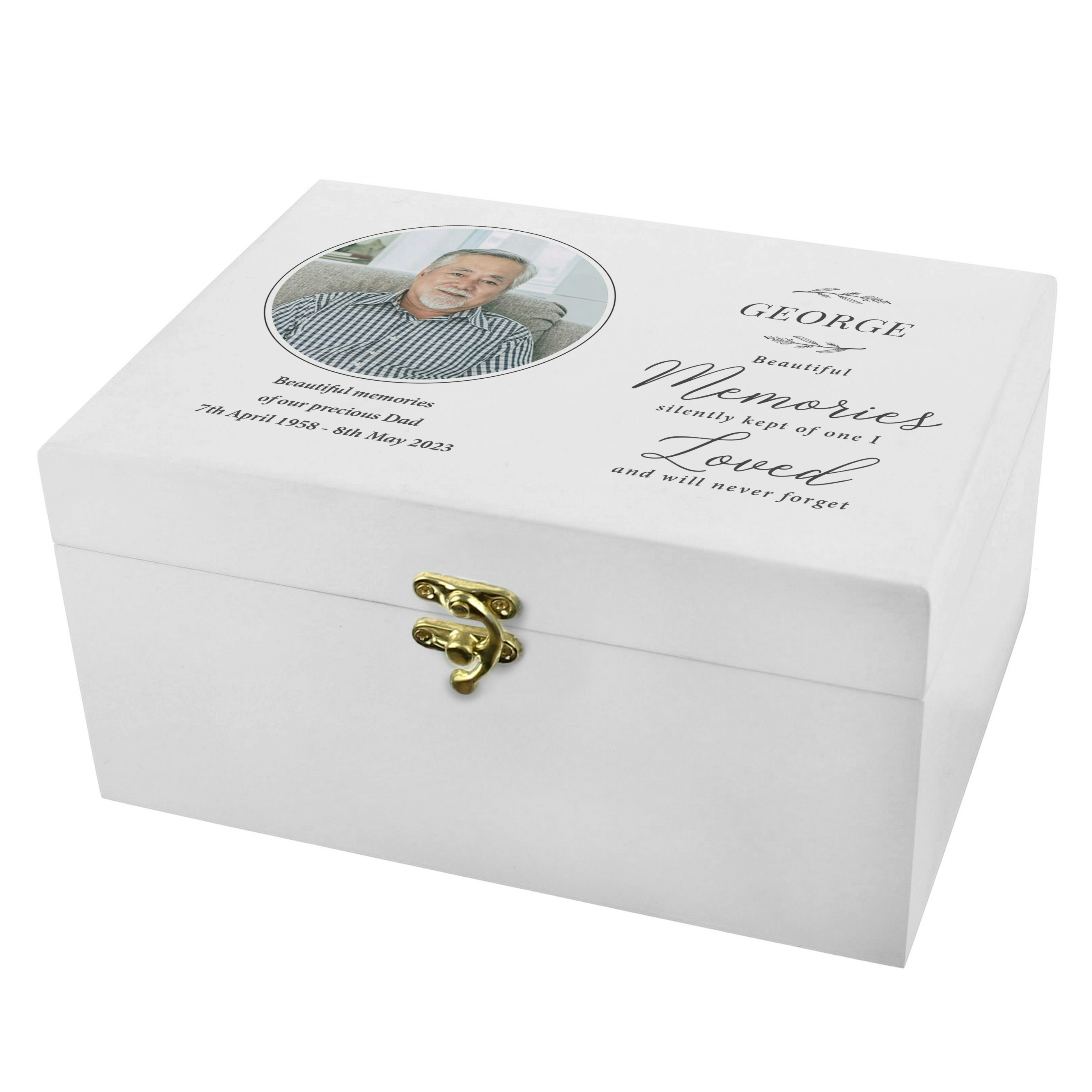 Rackhams White Personalised Memorial Photo Upload Wooden Box