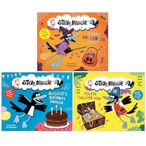 Various Publishers Steve And Maggie Collection 3 Books Set (Spooky Halloween Party, Maggie's Birthday Surprise And Pirate Treasure Hunt)