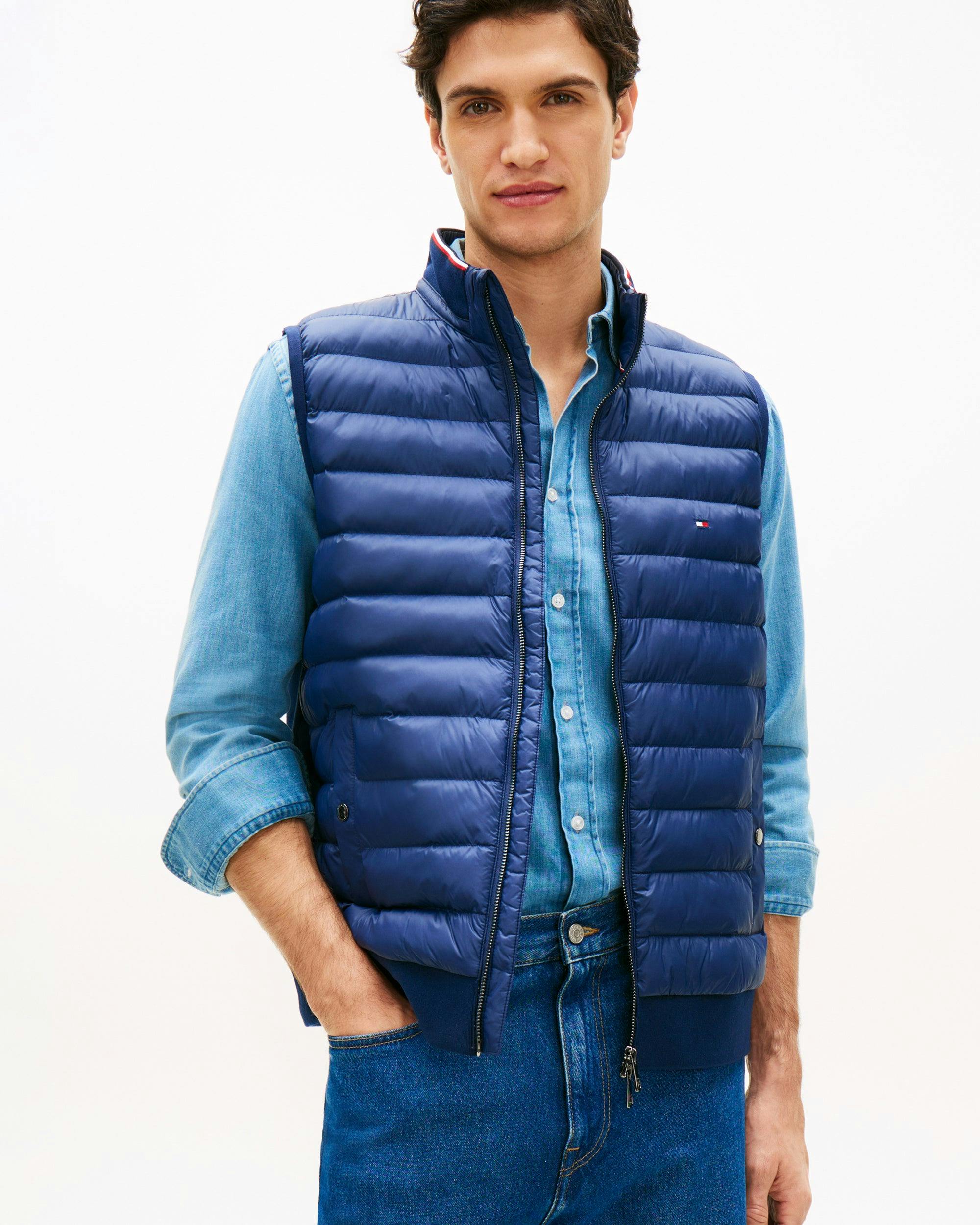 Tommy Hilfiger Men's Dark Mix Media Essential Rwb Gilet - Carbon Navy - Carbon Navy - L