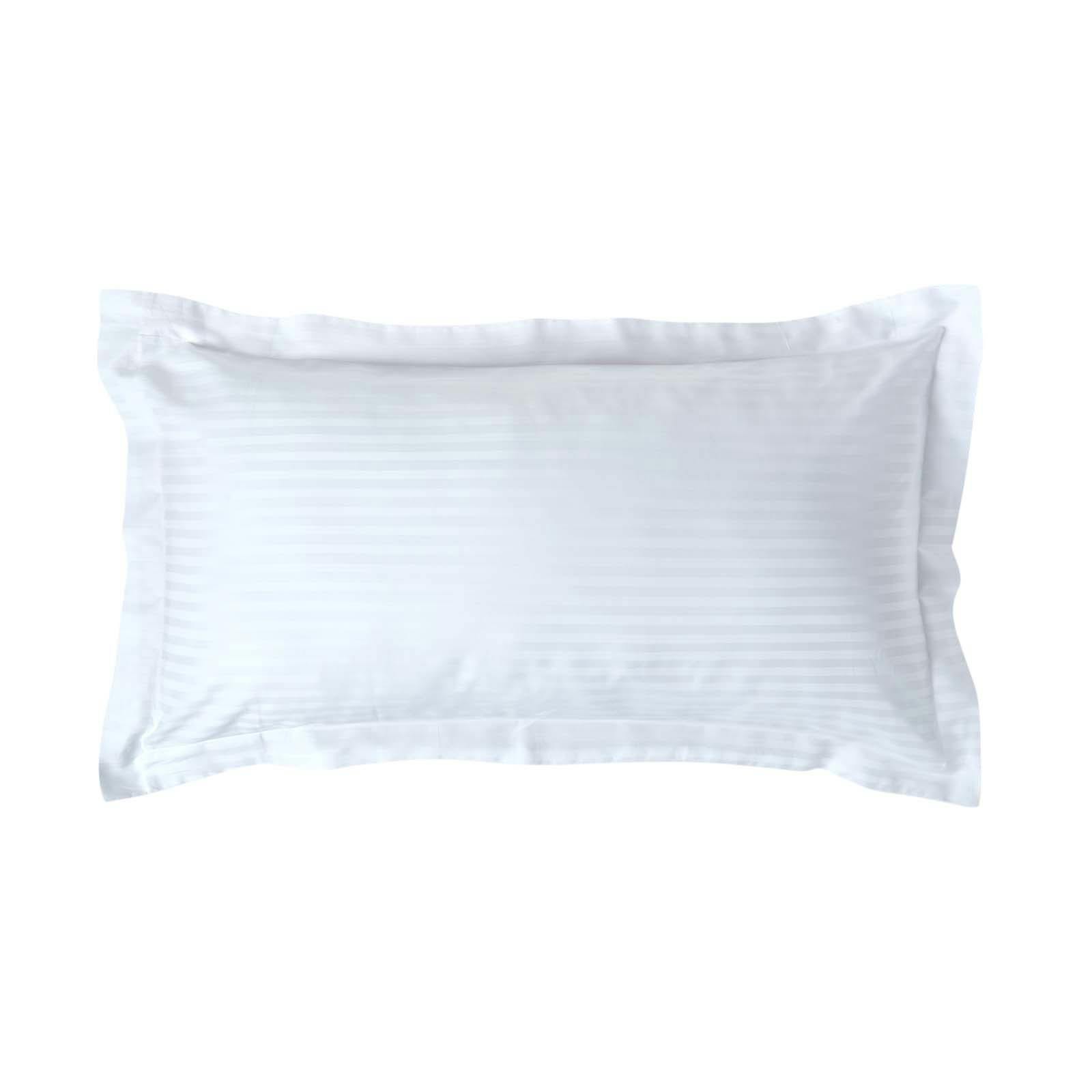 Homescapes White Silky 330 Tc Egyptian Cotton Satin Stripe Oxford Pillowcase, King Size