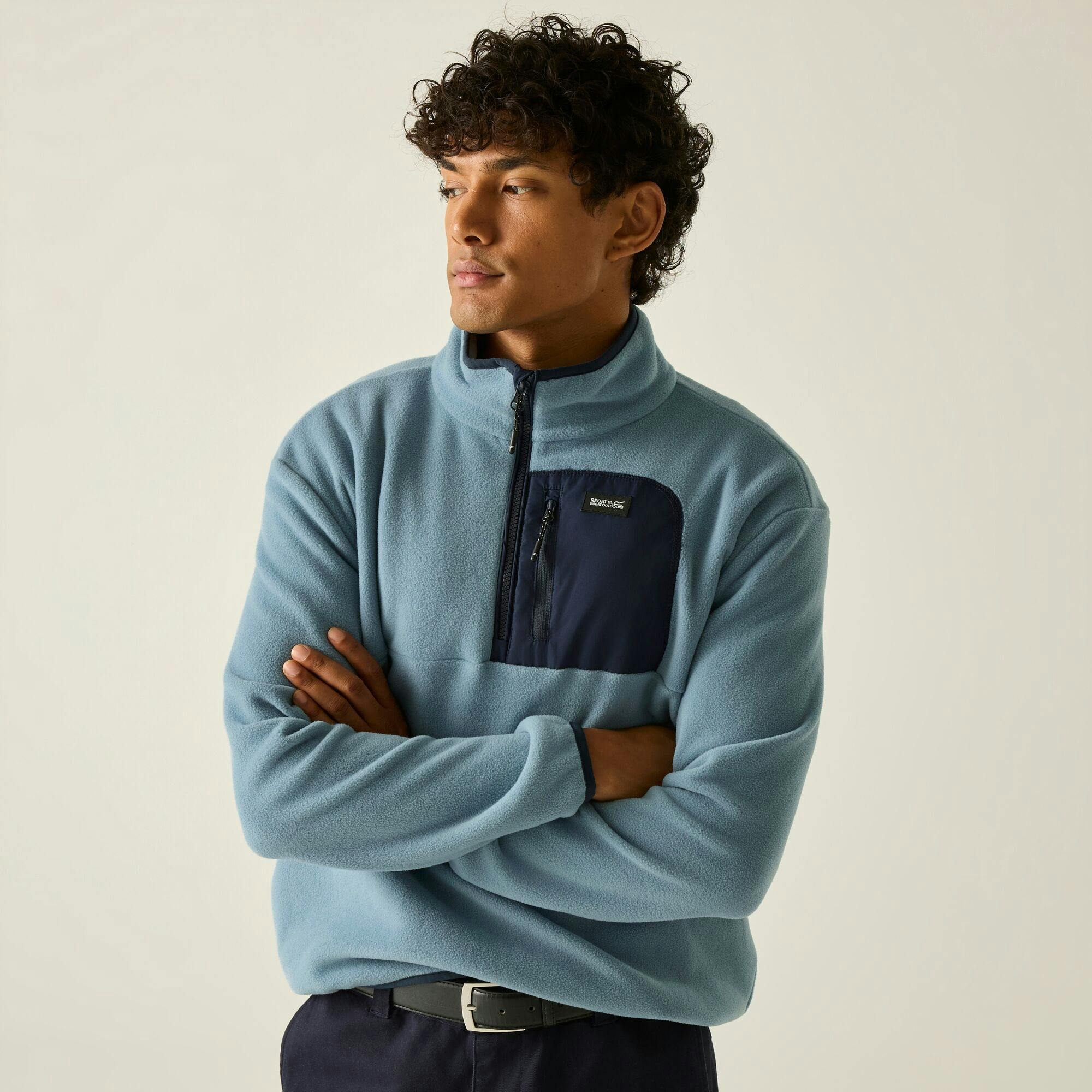 Regatta Men's Blue Frankie Half Zip Fleece Top - Dusky /Navy - 5XL - Dusky /Navy - 70% Polyester/30% Recycled Polyester