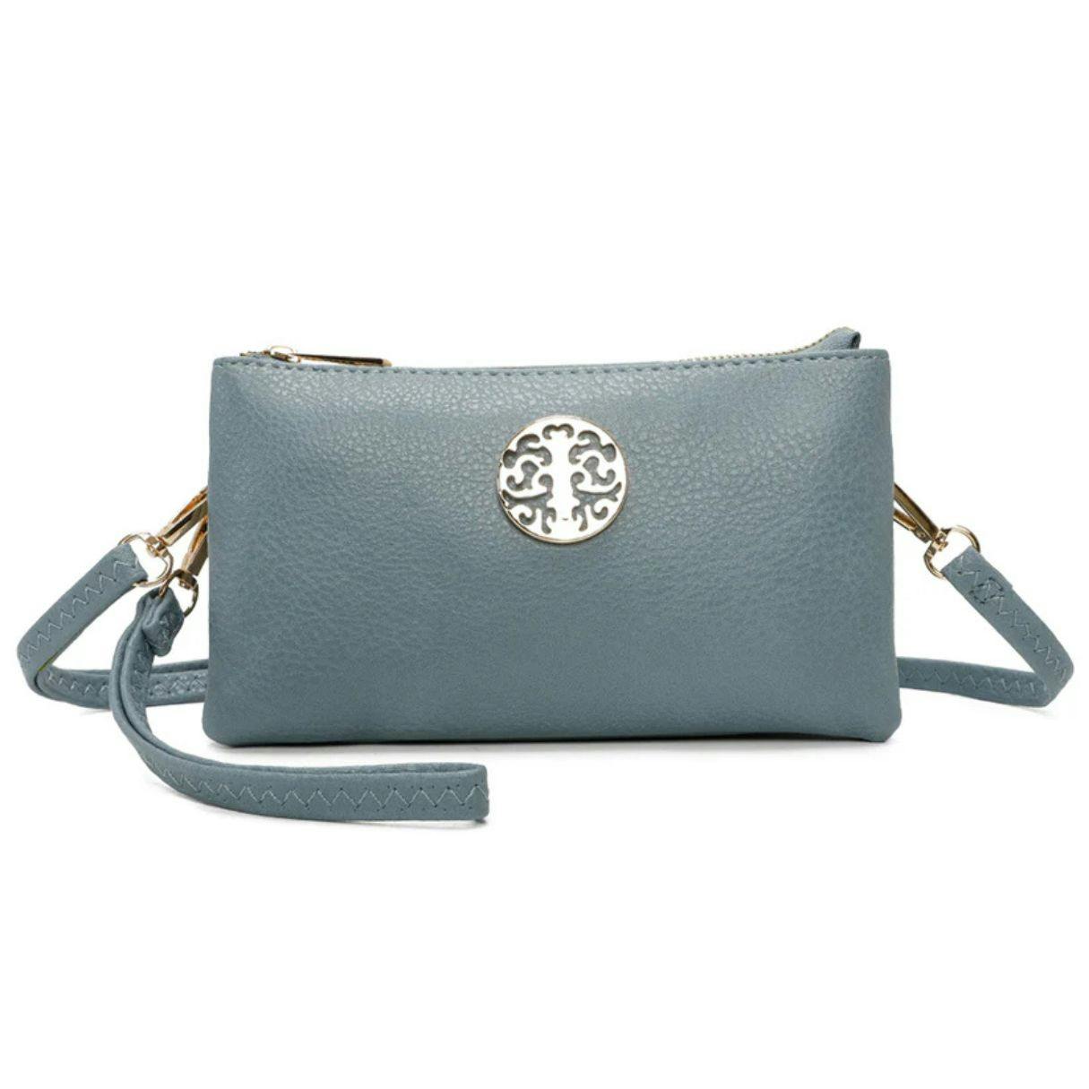 Love Emvy Gold Rustic Tree Collection Crossbody Bag With Clutch Wrist Strap - Bluebell