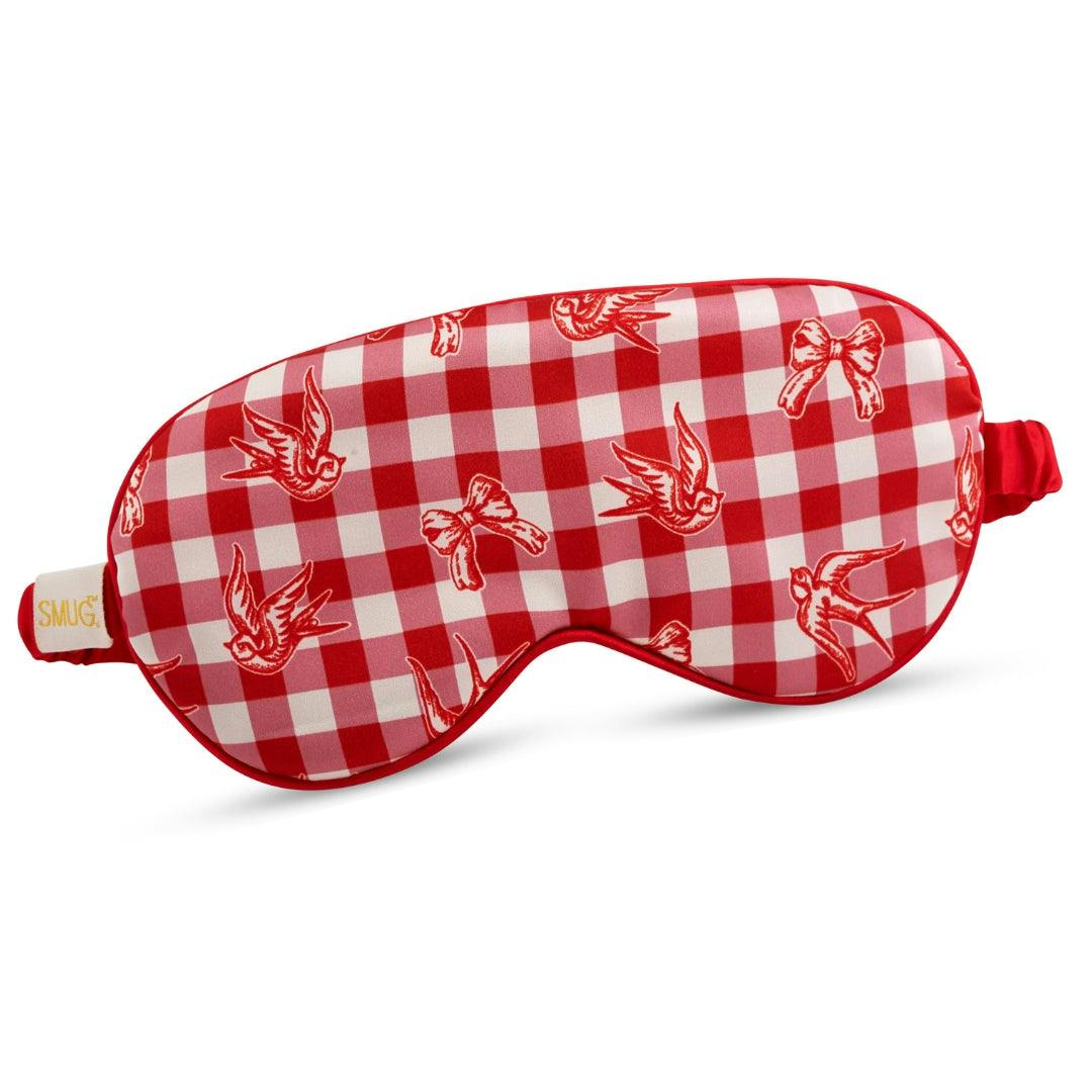 Smug Women's Red Gingham Print Satin Sleep Mask In - Image 4