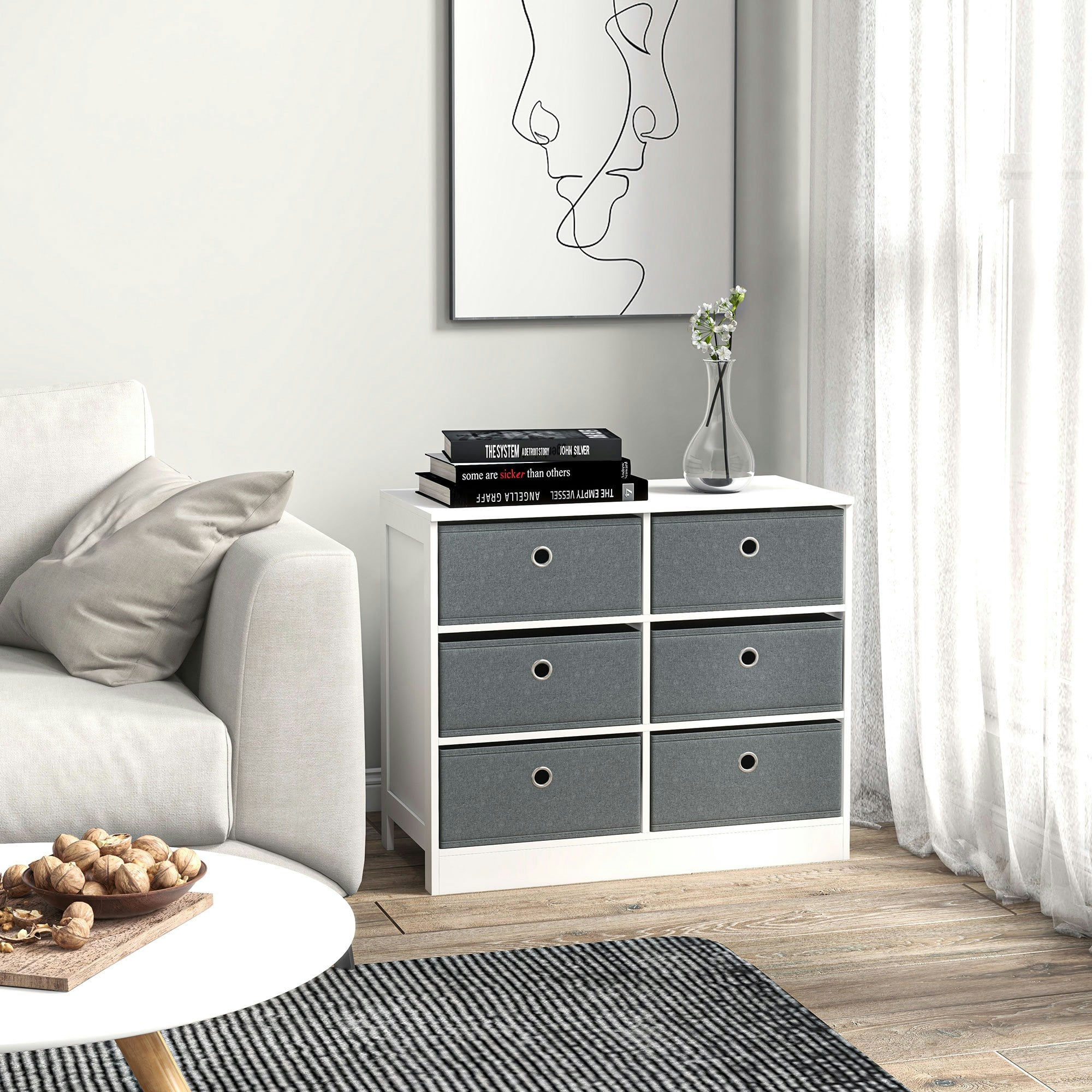 Rackhams Chests Of Drawer Fabric Dresser Storage Cabinet W/ 6 Drawers For Bedroom