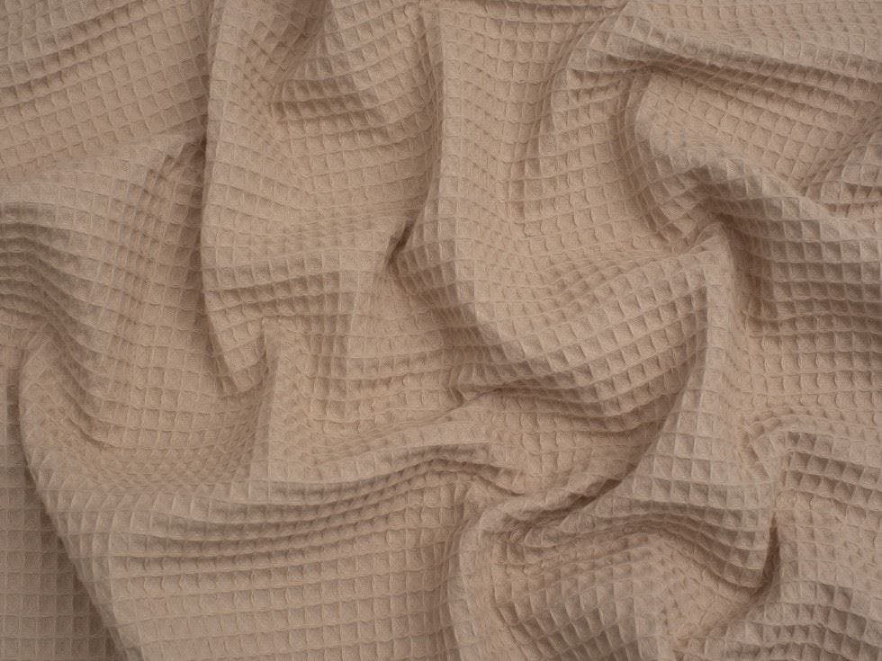 Minerva Core Range Medium Cotton Waffle Fabric - Plain Design Dressmaking Fabric, 150 Cm / 60" Wide - Per Metre - Oyster