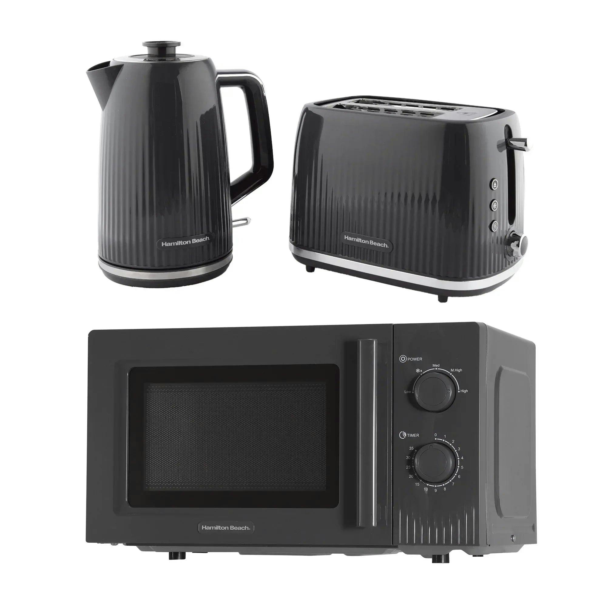 Hamilton Beach Grey Miami Kettle, Toaster & Microwave Set - Charcoal