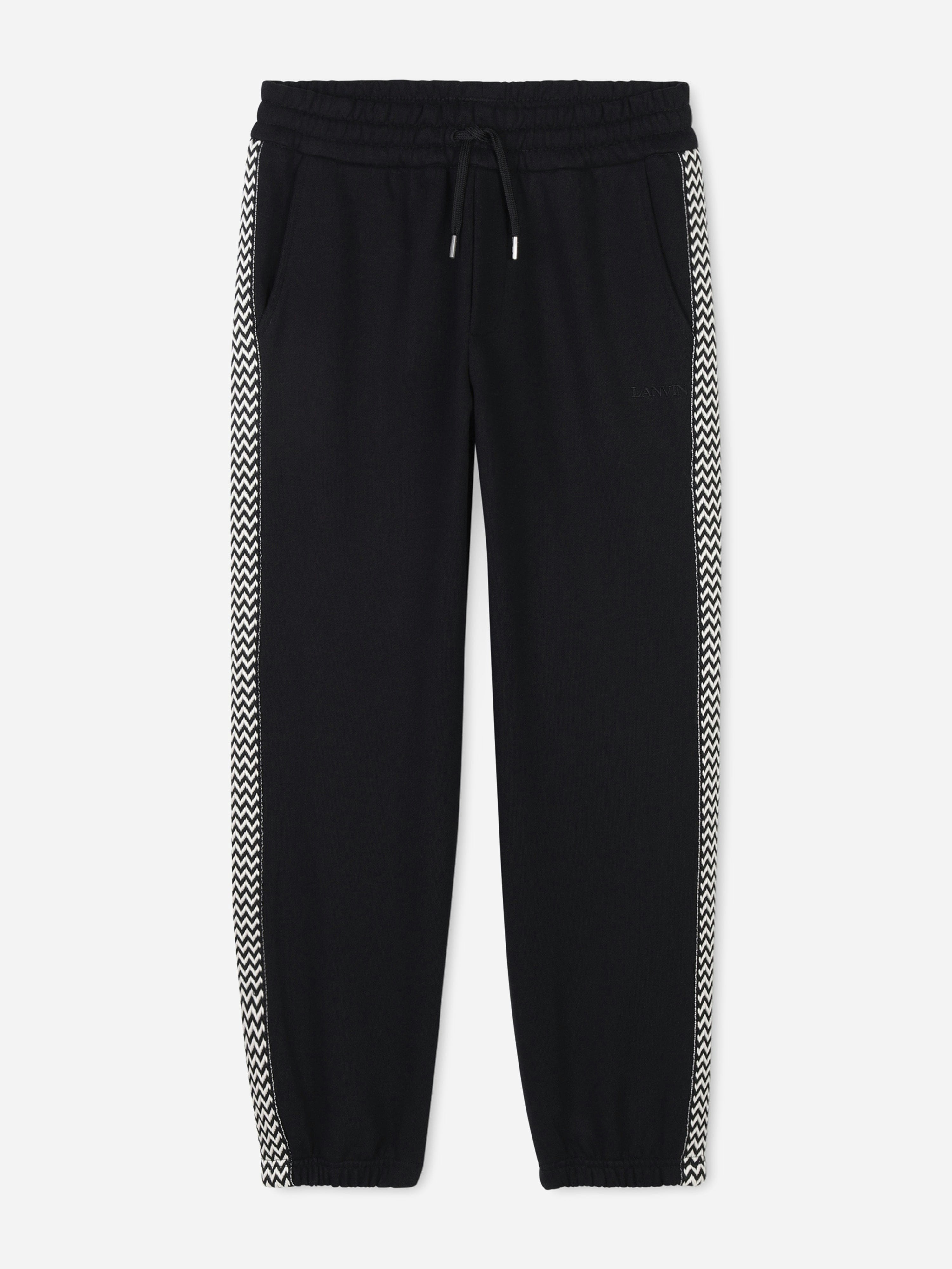 Lanvin Boys Black Embroidered Logo Joggers In - 10 Yrs