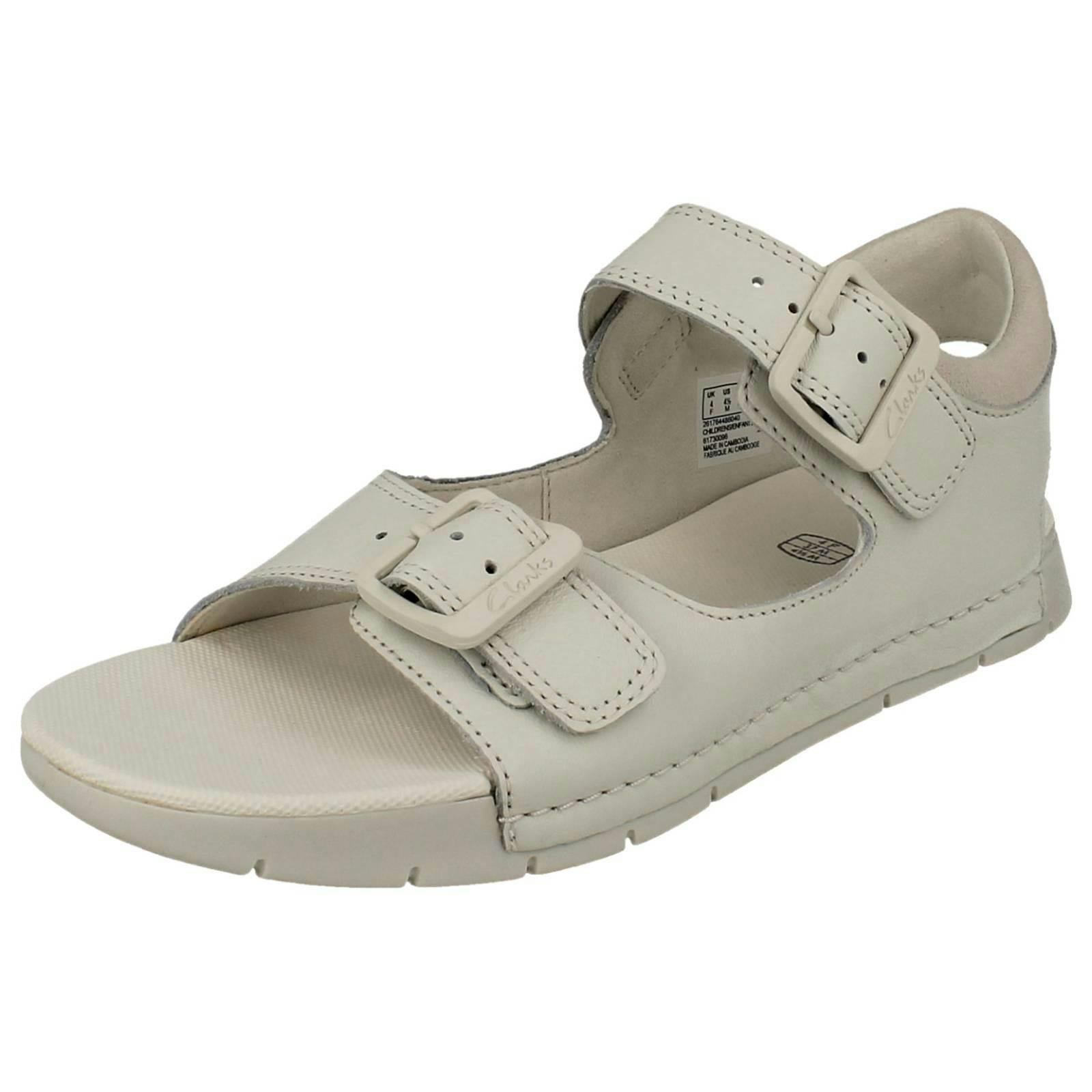 Clarks White Kids Double Buckle Sandals Baha Beach K - Uk 11 Child